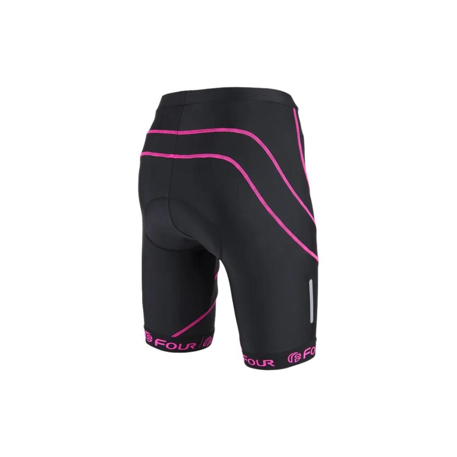 Short Ciclismo Mujer Four Acolchado Negro Rosado-3