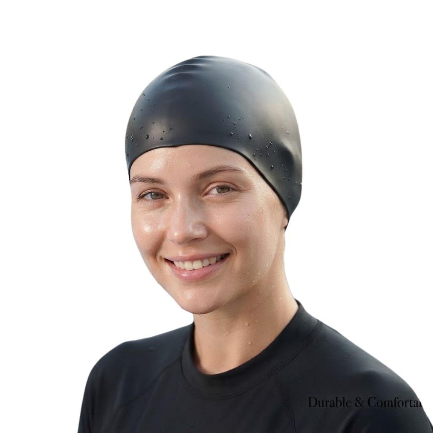 Gorra Natación Silicona Negra Adulto-2