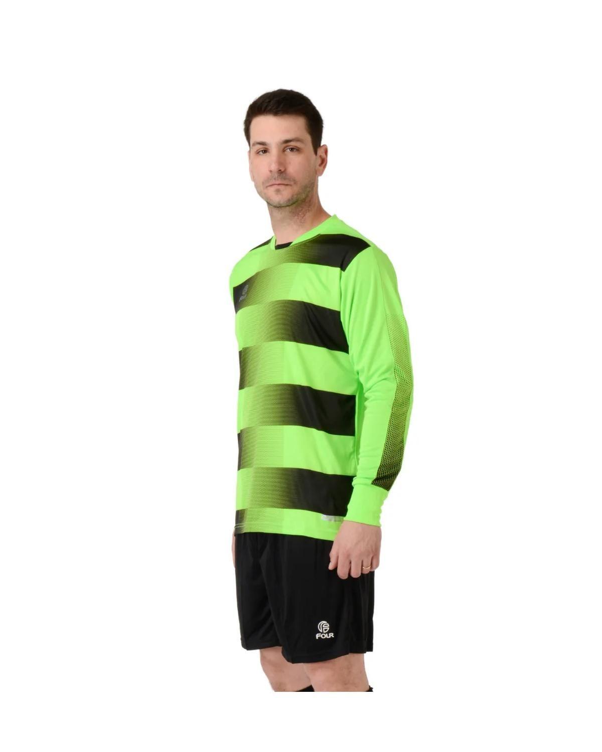 Conjunto Arquero Futbol Four Verde Lima Negro - Talla M-2