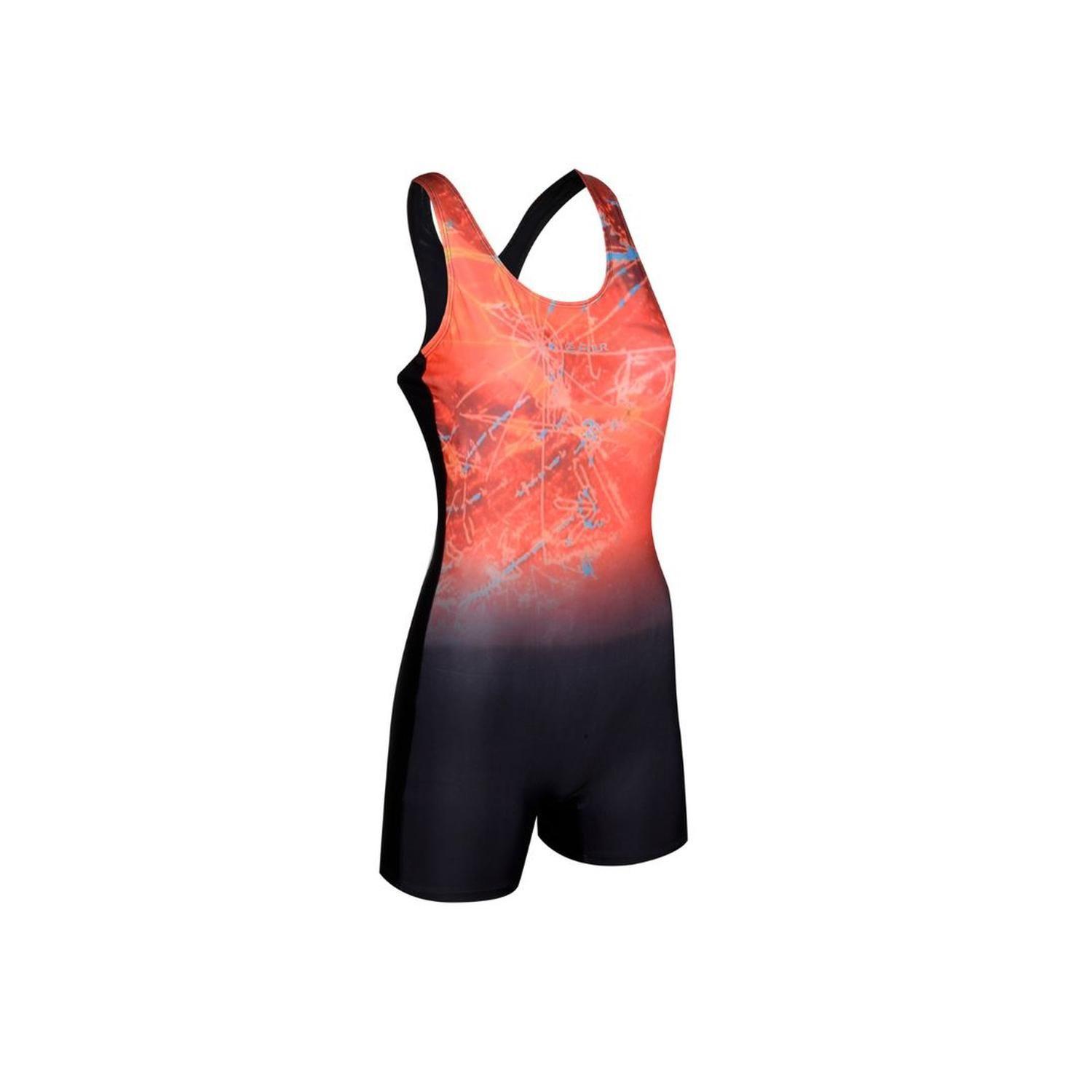 Traje de Baño Natación Mujer - Naranja Negro - Four - L-1