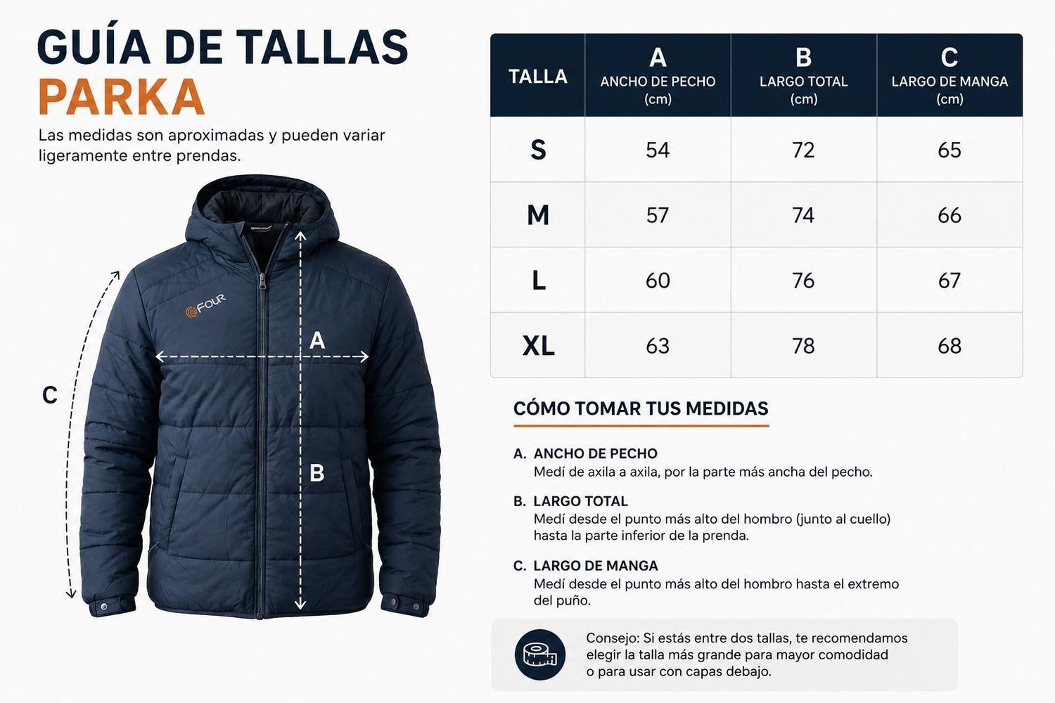 Parka Chaqueta Térmica Four Sport Azul Marino - Con Capucha-3