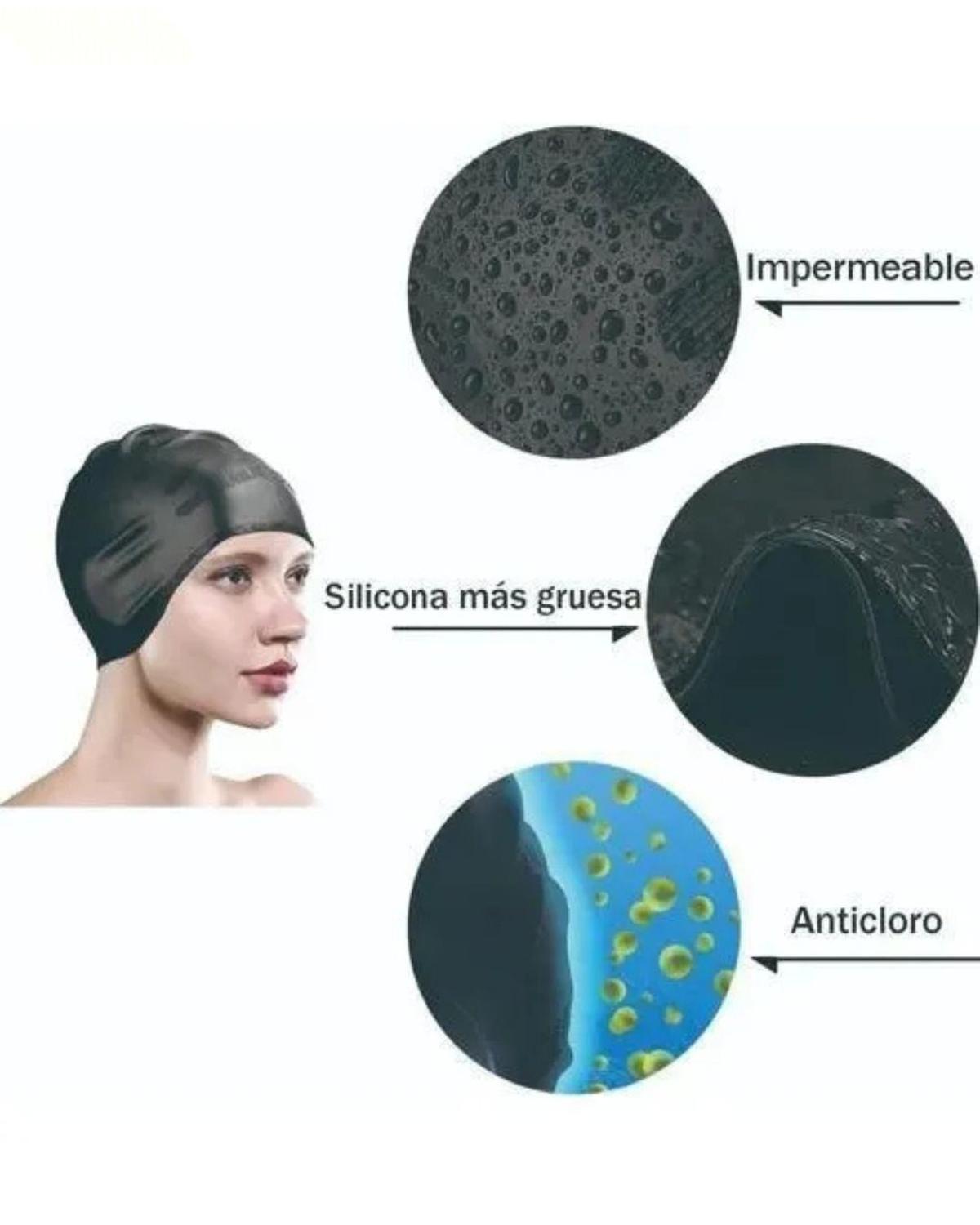 Gorra Natación Silicona con Cubre Orejas-3