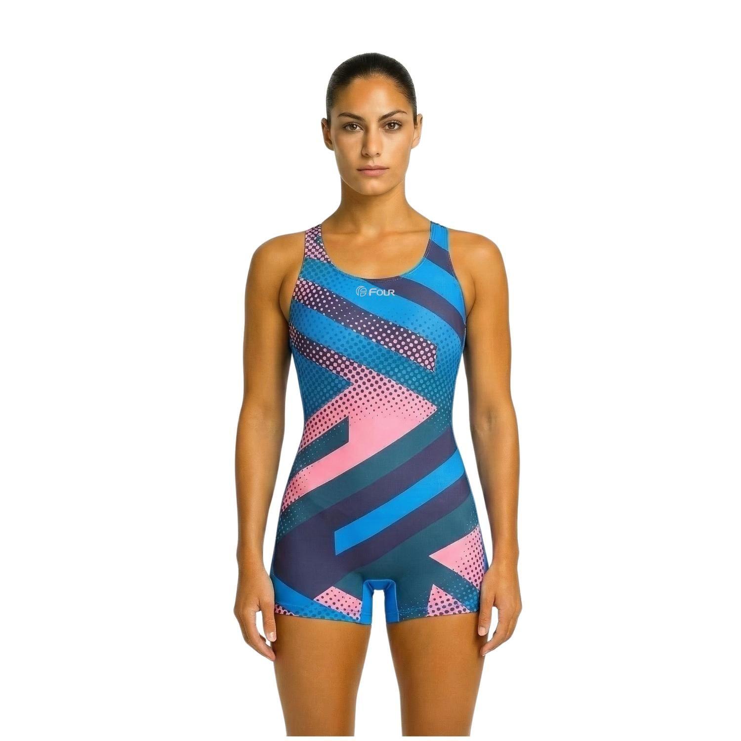 Traje Baño Natación Four Prisma Mujer Short Boxer Sublimado-0