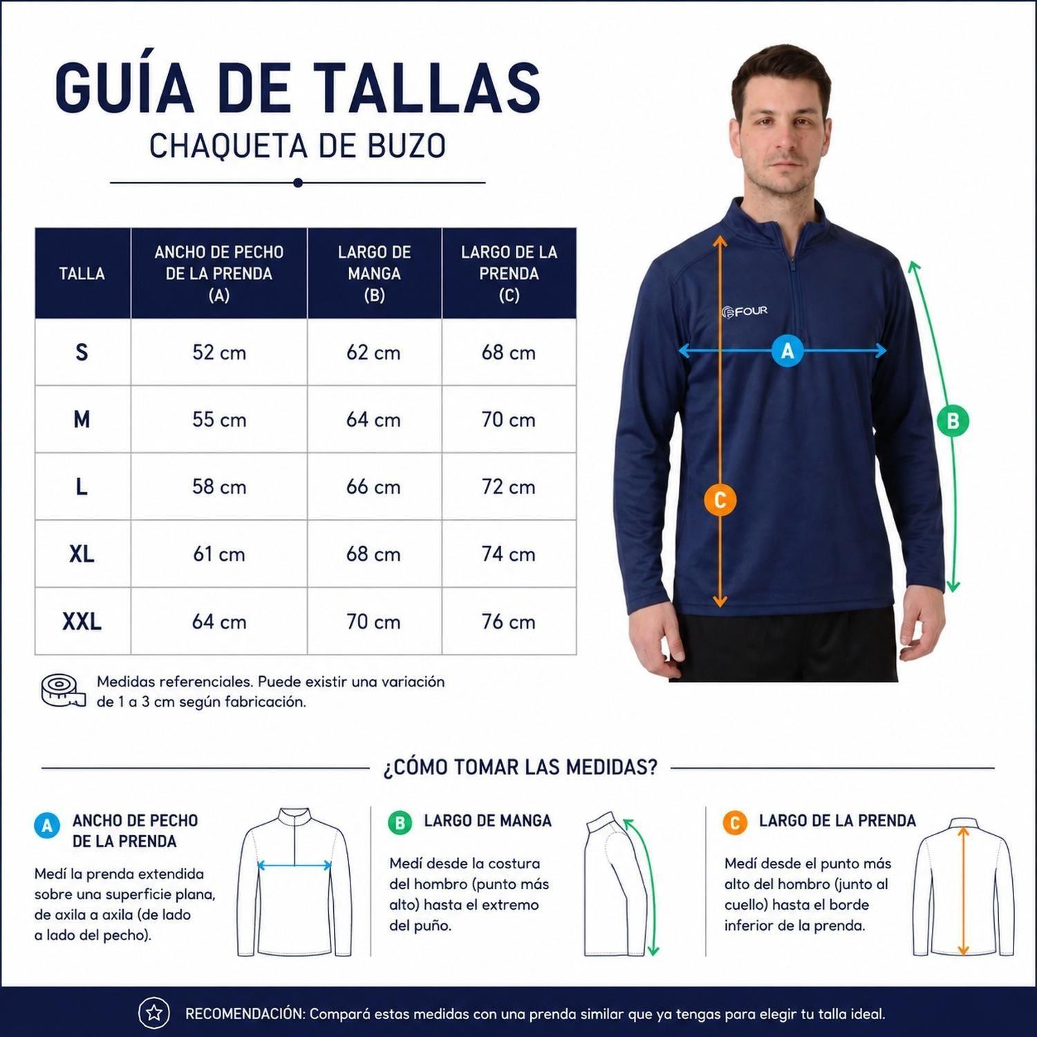 Polerón Deportivo Four Half Zip Azul Marino Hombre-4