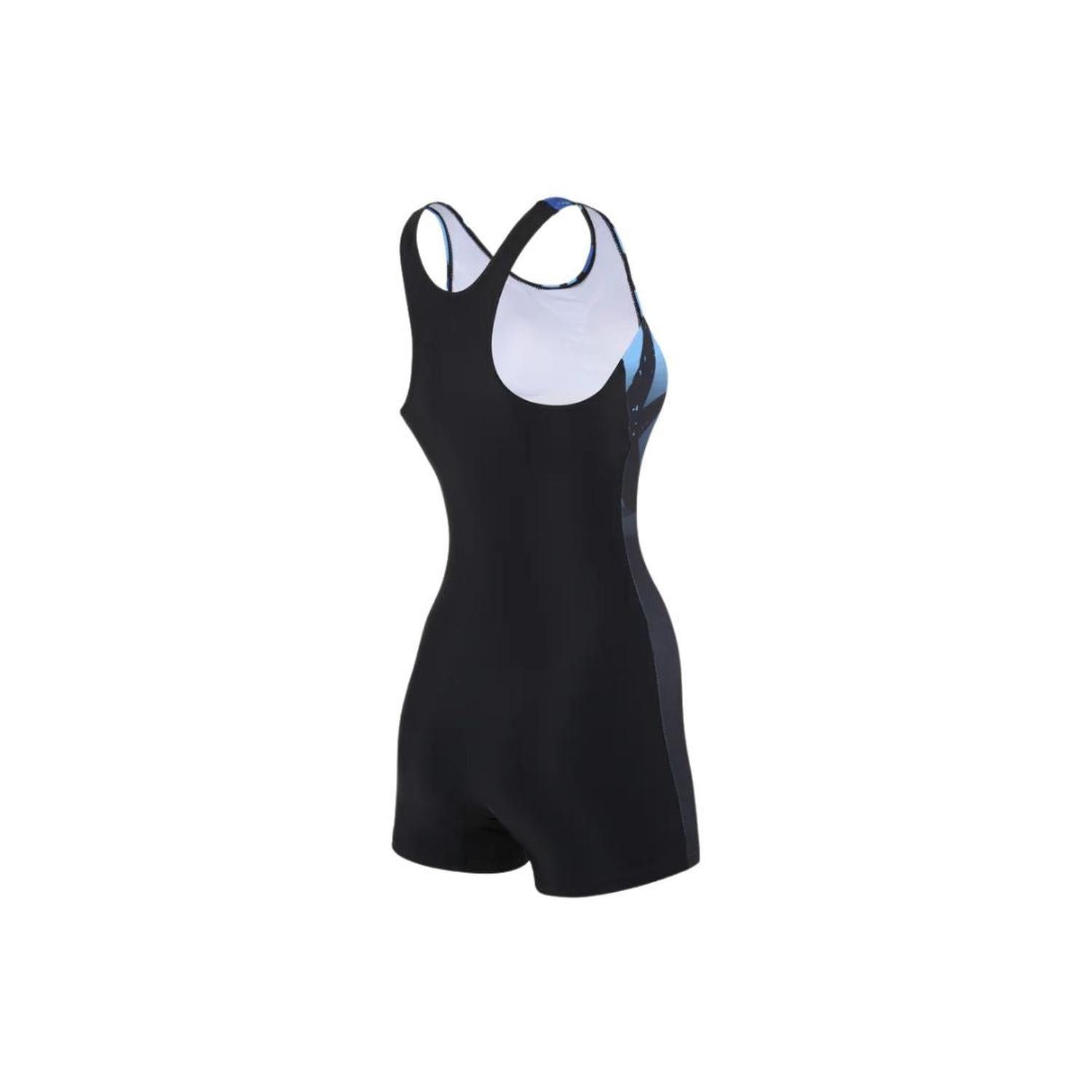 Traje de Baño Mujer Natación Boxer - Four Negro Azul Celeste-2