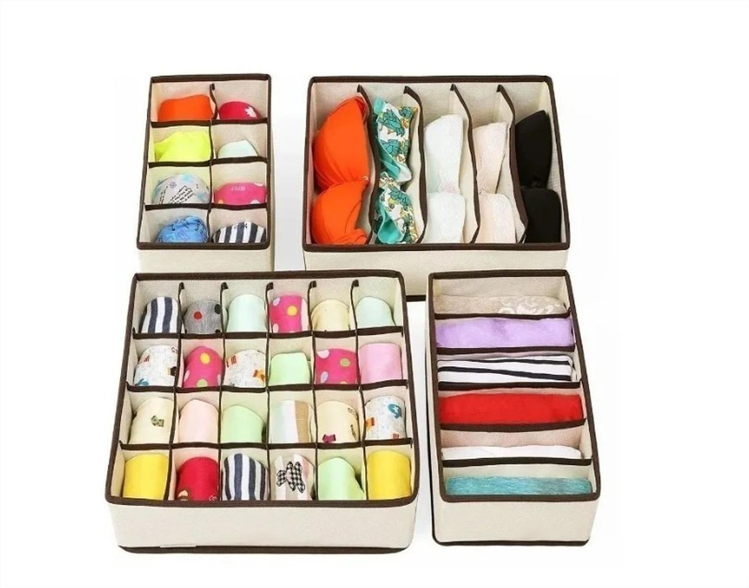 Set De 4 Organizador De Ropa Interior Plegable Para Cajones-0