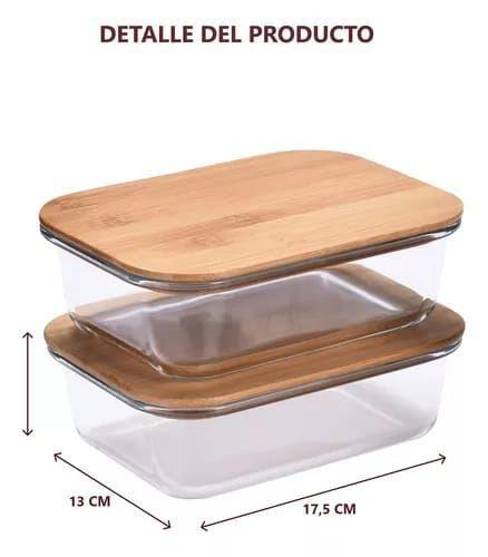 Pack4 Contenedor Frasco Vidrio Bambu Transparente Recipiente-1