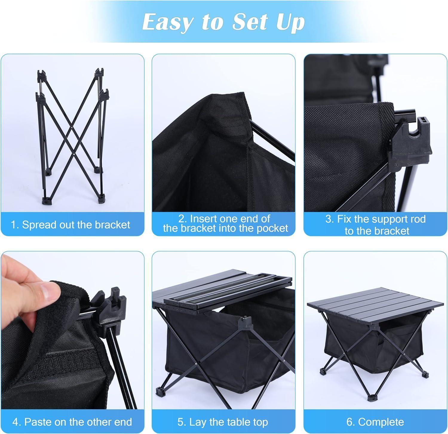 Mesa Plegable Camping Paseo Evento Bolso Portatil 40x56x40cm-4