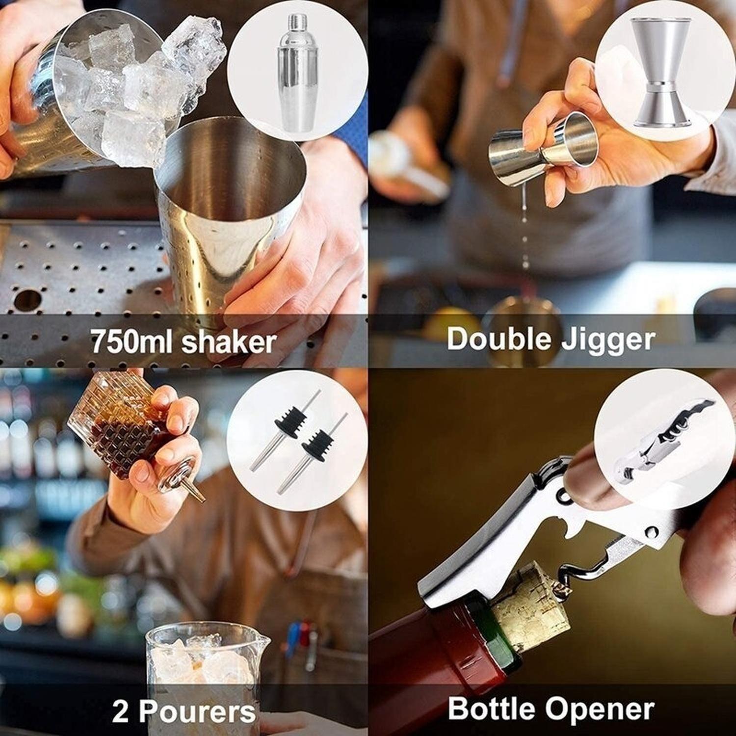 Juego De Coctelera Inoxidable Profesional Para Bar 10 Piezas-3