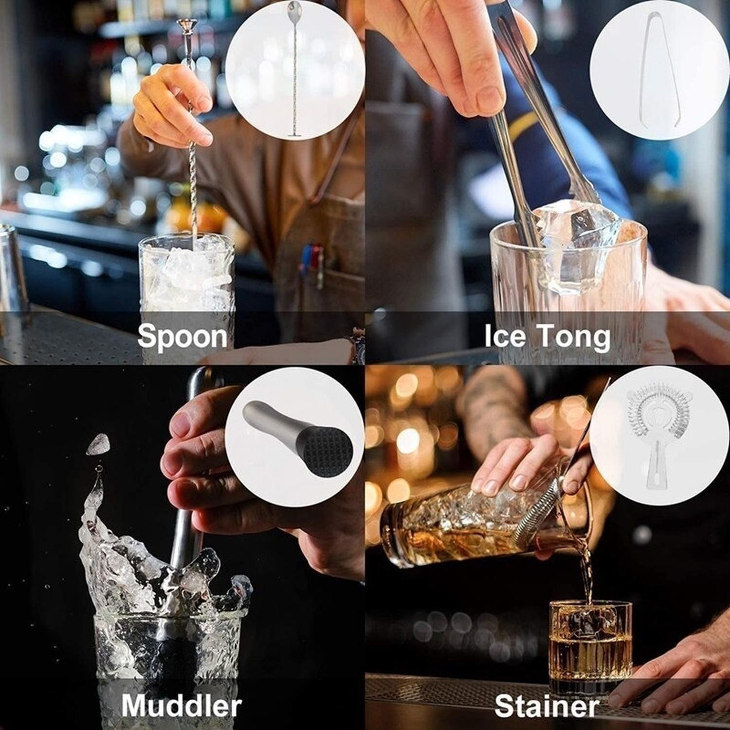 Juego De Coctelera Inoxidable Profesional Para Bar 10 Piezas-6