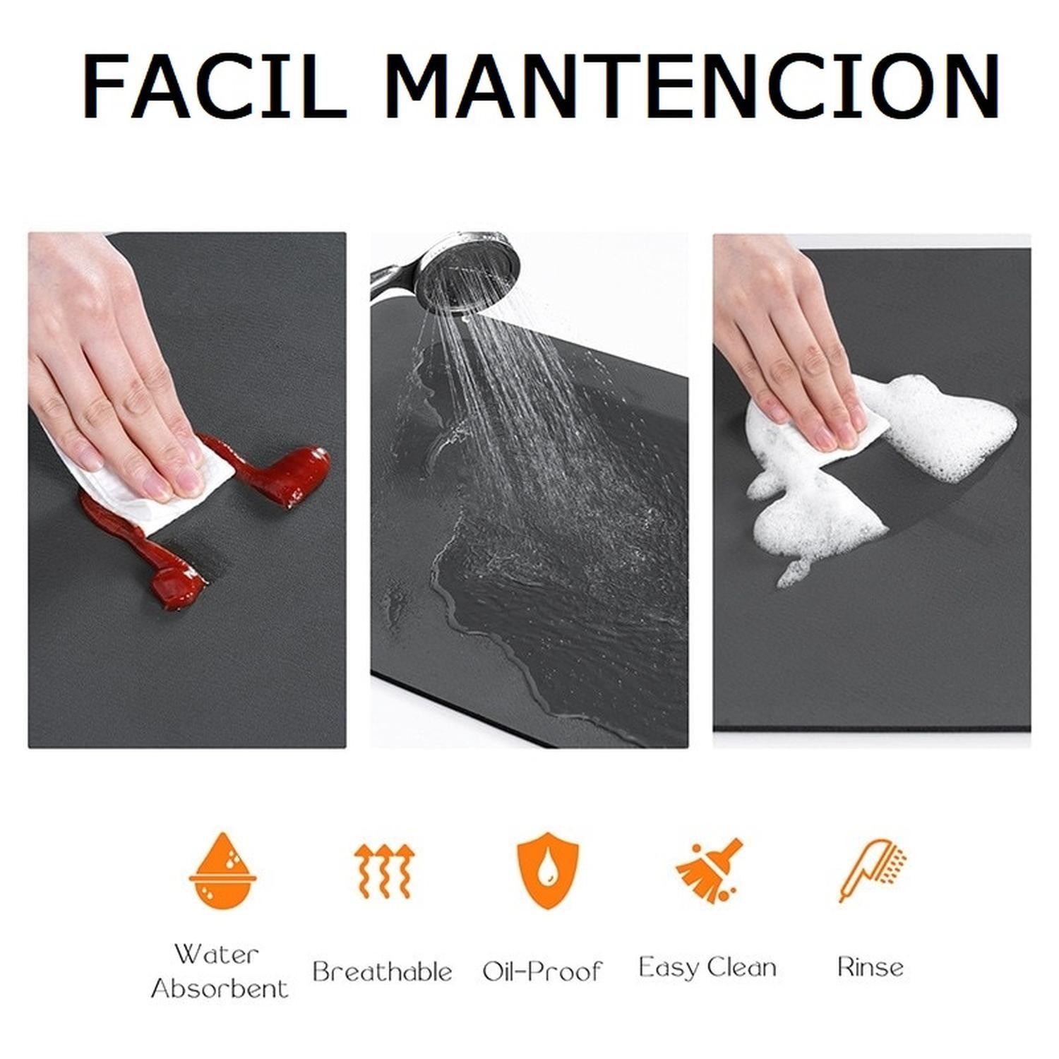 Alfombra Absorbente Café Antideslizante Para Secar Platos 40x50 40x50 GRIS-6