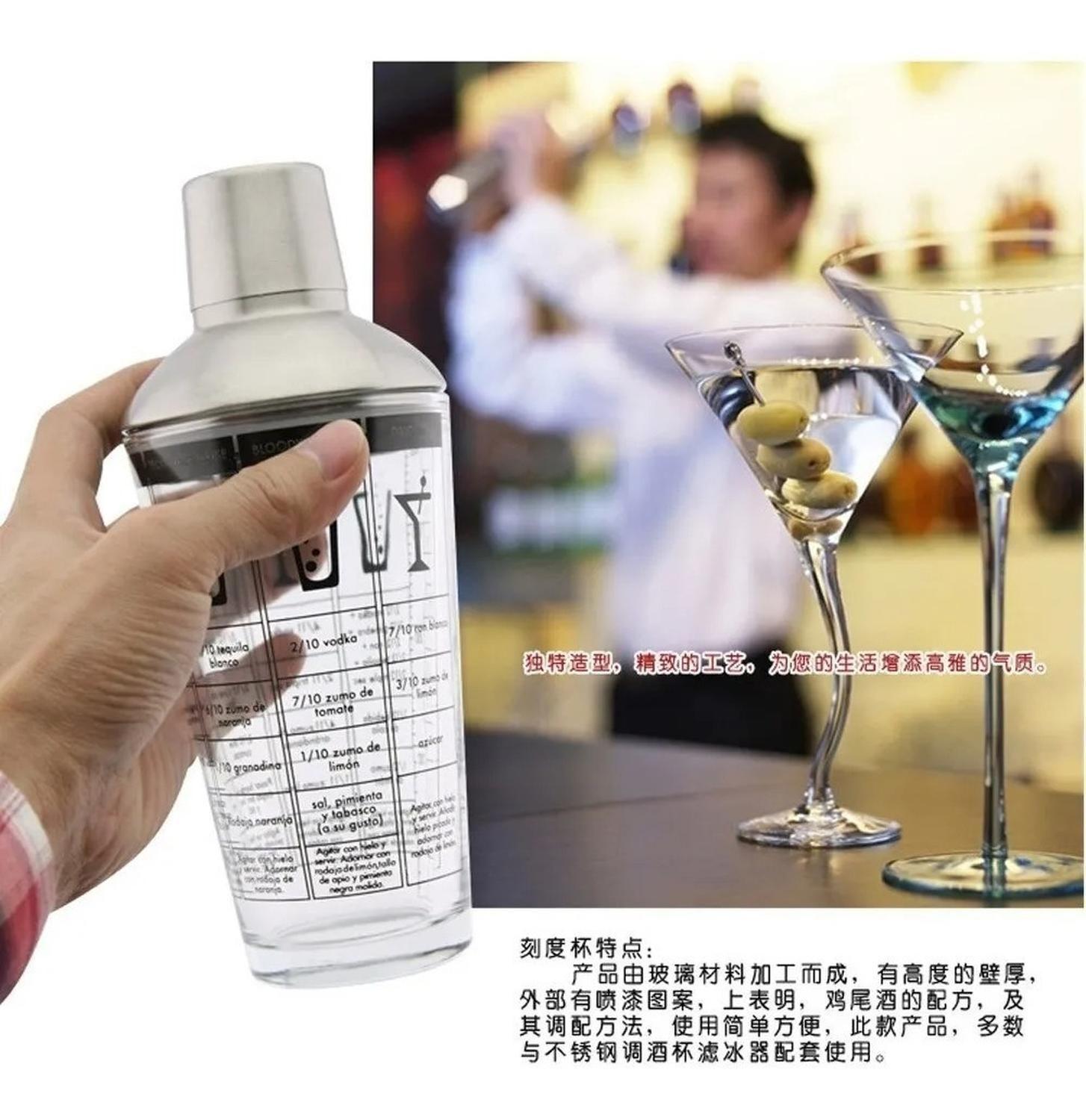 Coctelera De 450ml Con Recetas Impresas Tragos Transparente-4