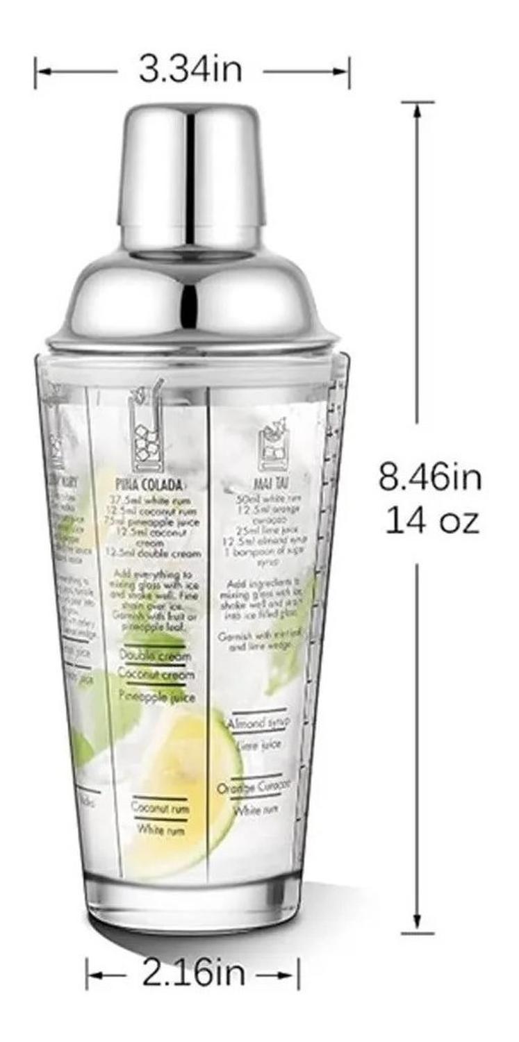 Coctelera De 450ml Con Recetas Impresas Tragos Transparente-1