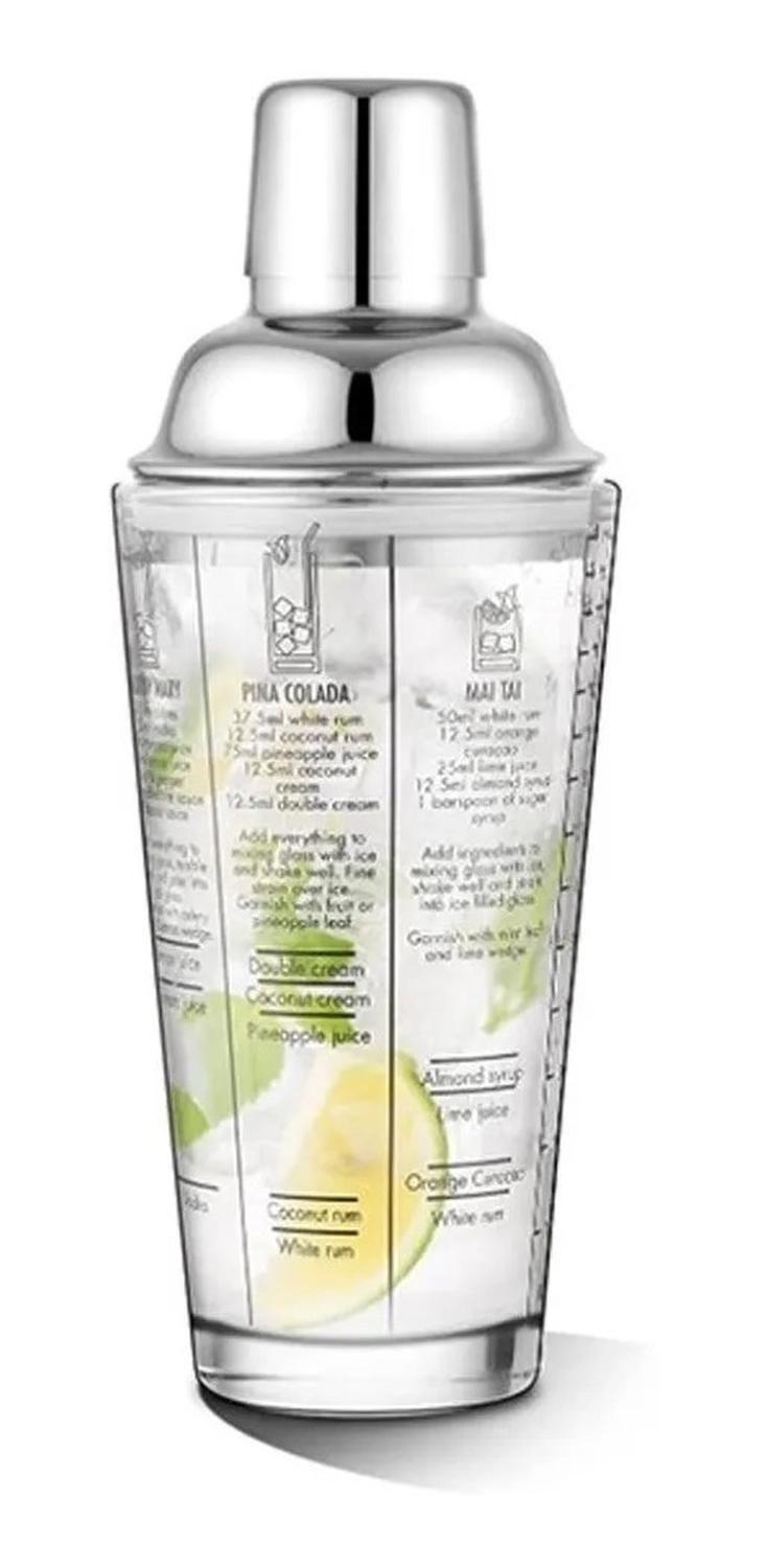 Coctelera De 450ml Con Recetas Impresas Tragos Transparente-0