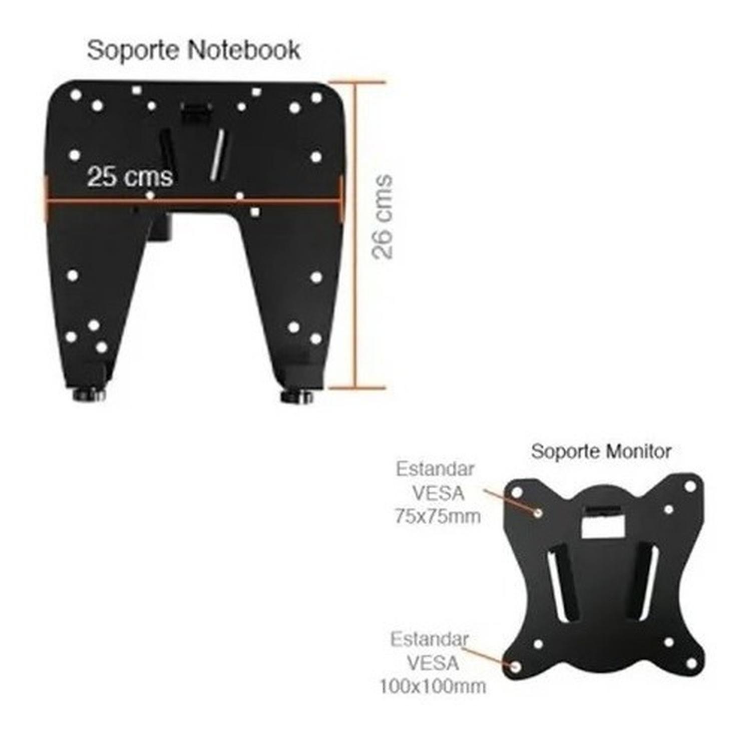 Soporte Doble 2 Monitor Y Notebook Brazo Escritorio B50-3