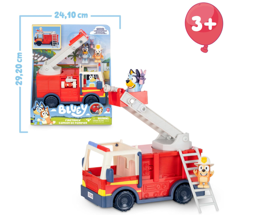 BLUEY CAMION DE BOMBEROS CON BLUEY BINGO Y BOB BILBY-3