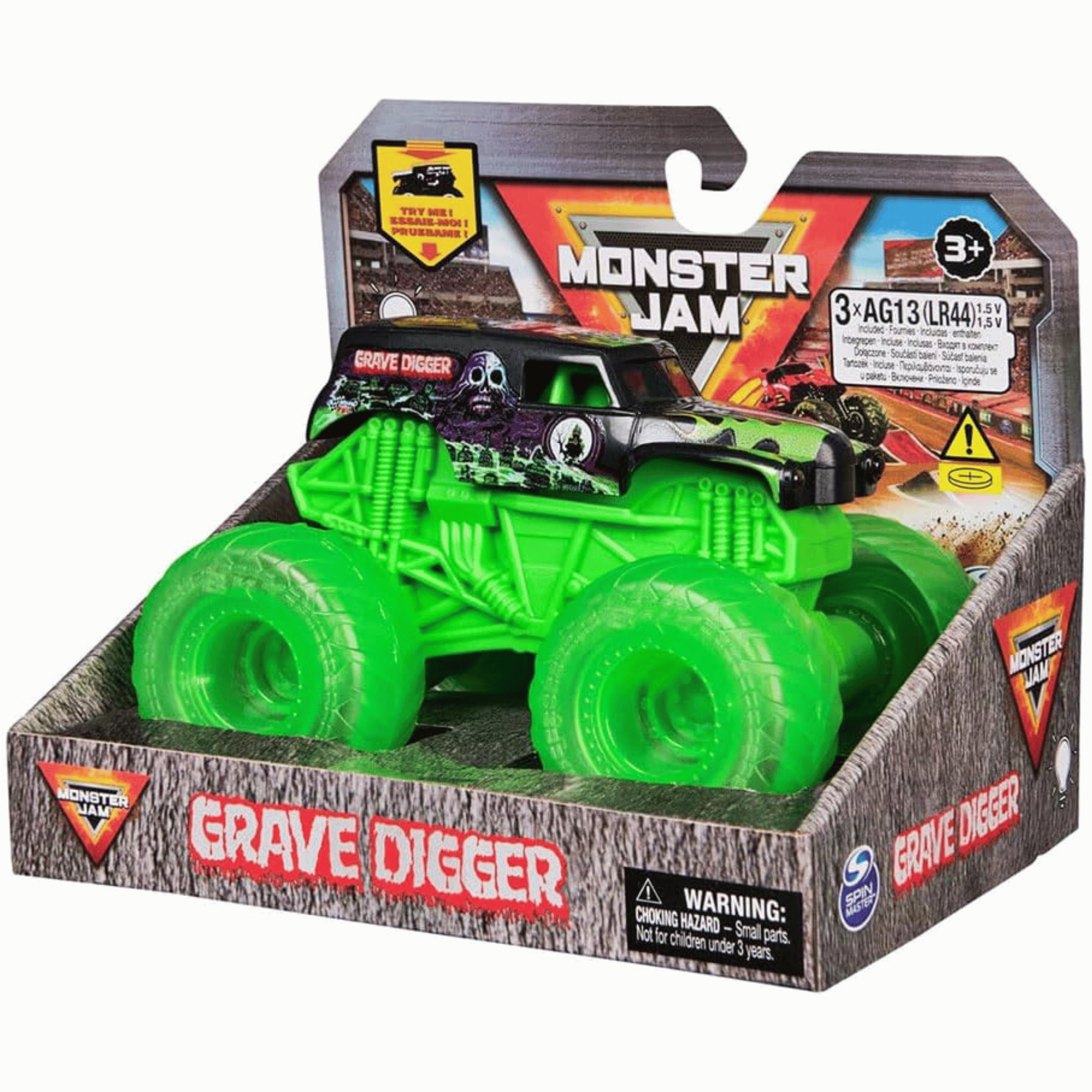 Monster Jam Vehiculo Con Luz Escala 143 Grave Digger-0