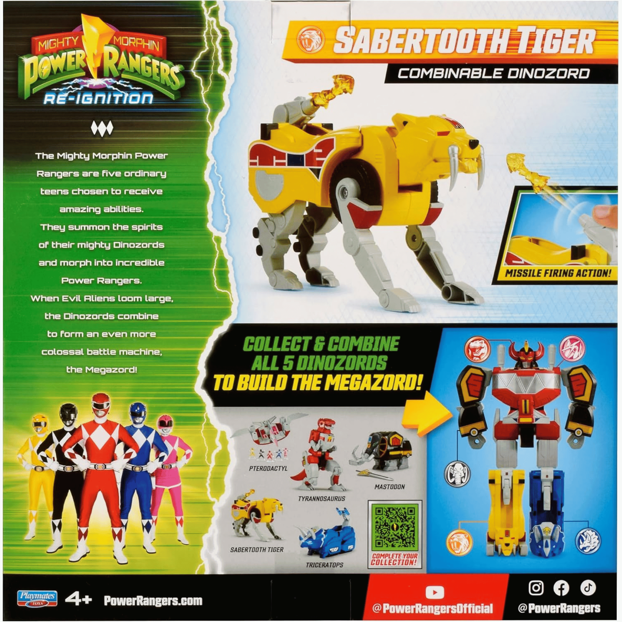Power Rangers Dinozord Combinable Figura Tigre Colmillos De Sable-3