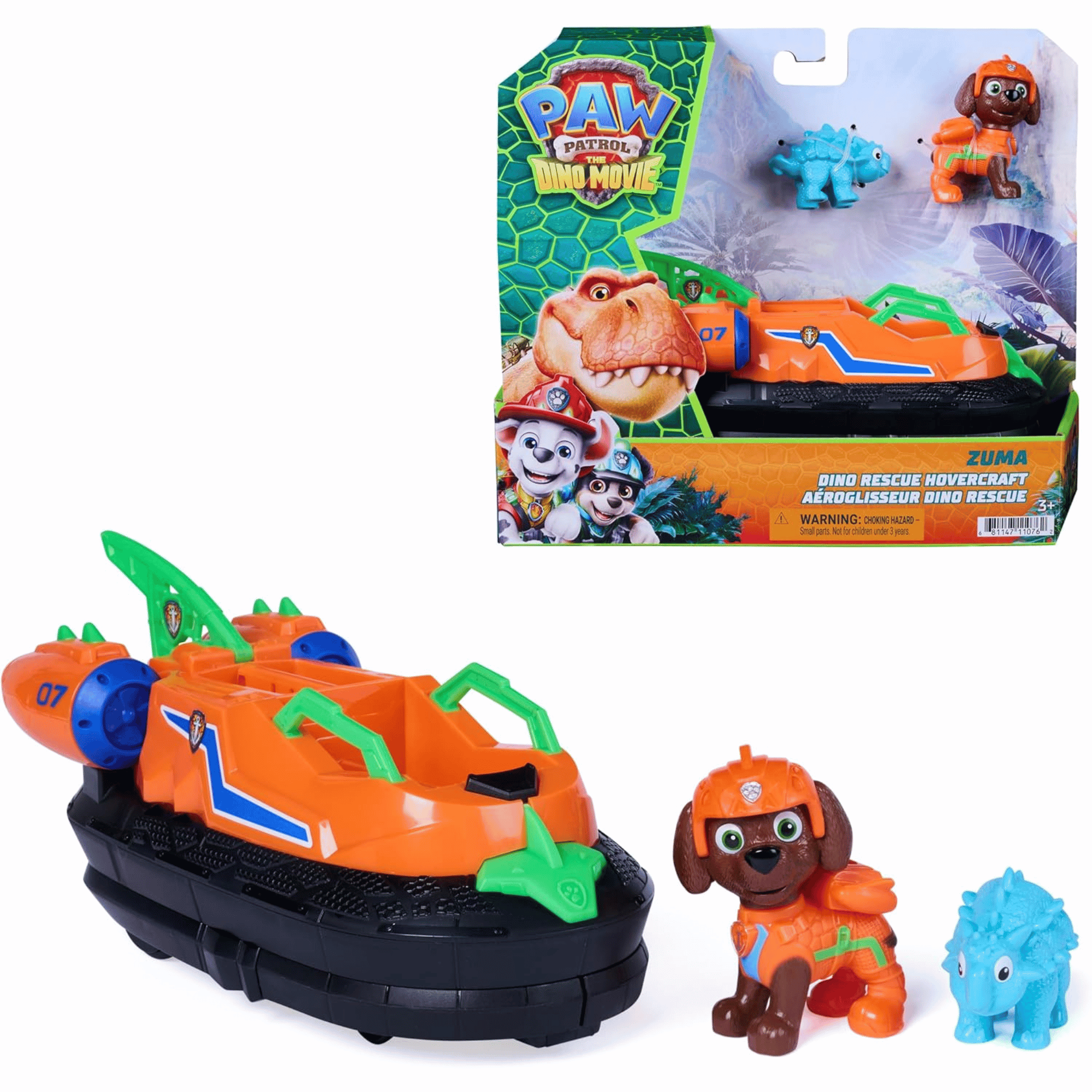 Paw Patrol The Dino Movie Figura Aerodeslizador Dino Rescue Zuma-0