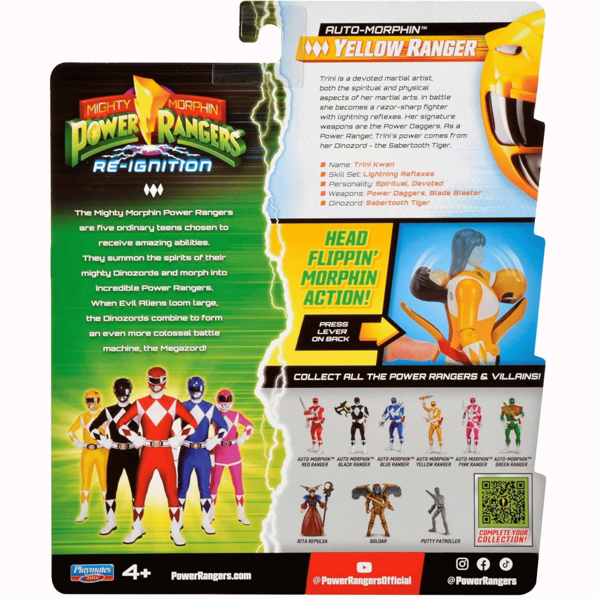 Power Rangers Figura Gira Cabeza Yellow Ranger-6
