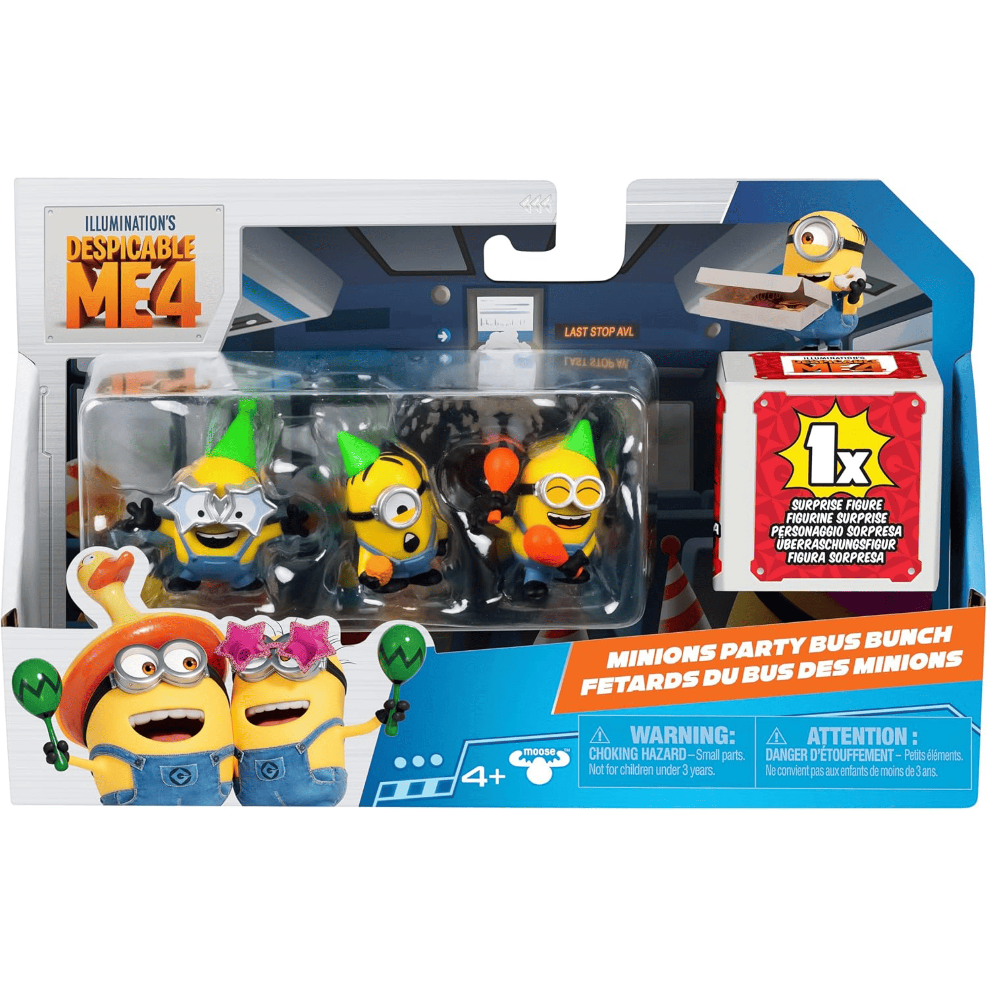 Pack 4 Figuras Minions Party Bus Bunch Mi Villano Favorito-1