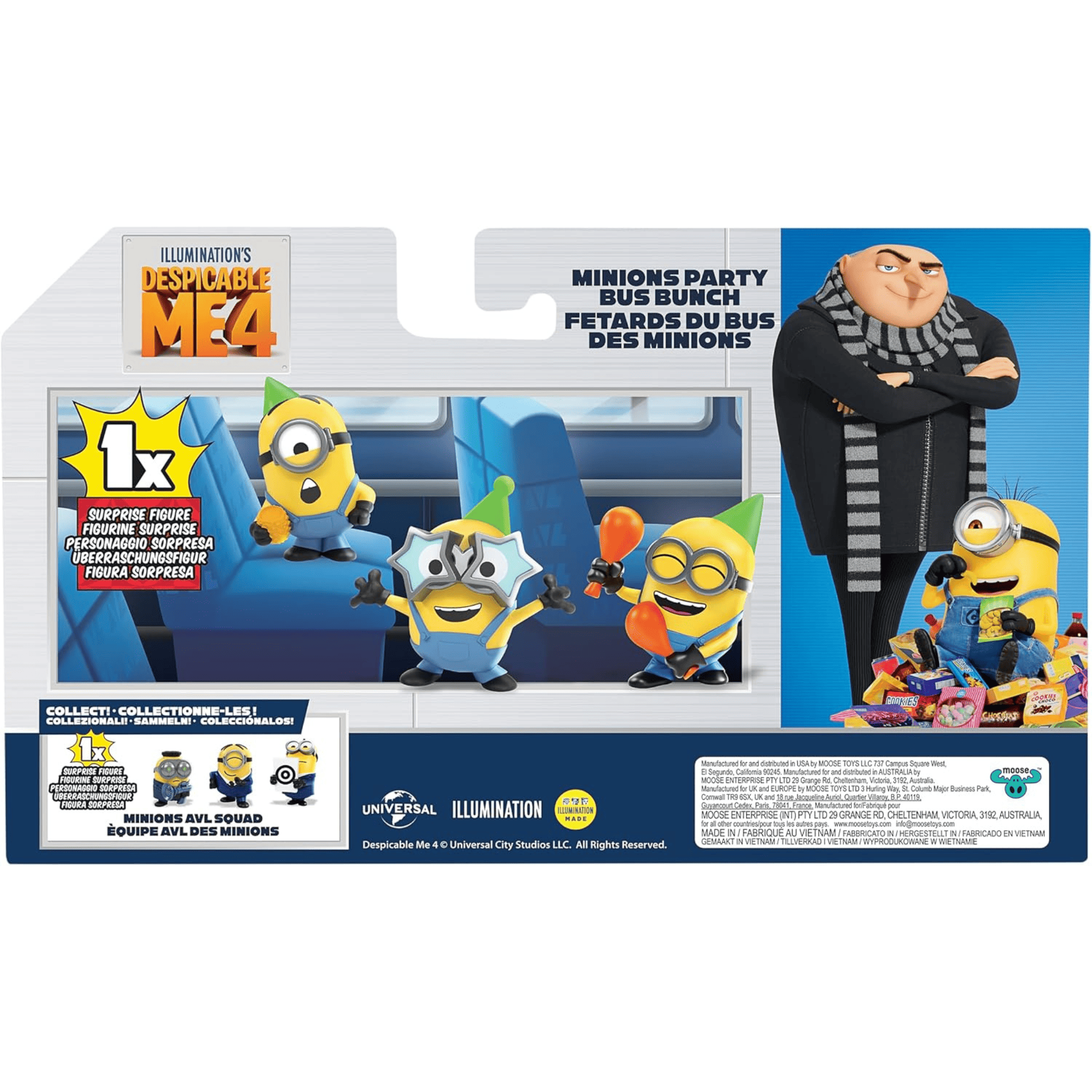 Pack 4 Figuras Minions Party Bus Bunch Mi Villano Favorito-6