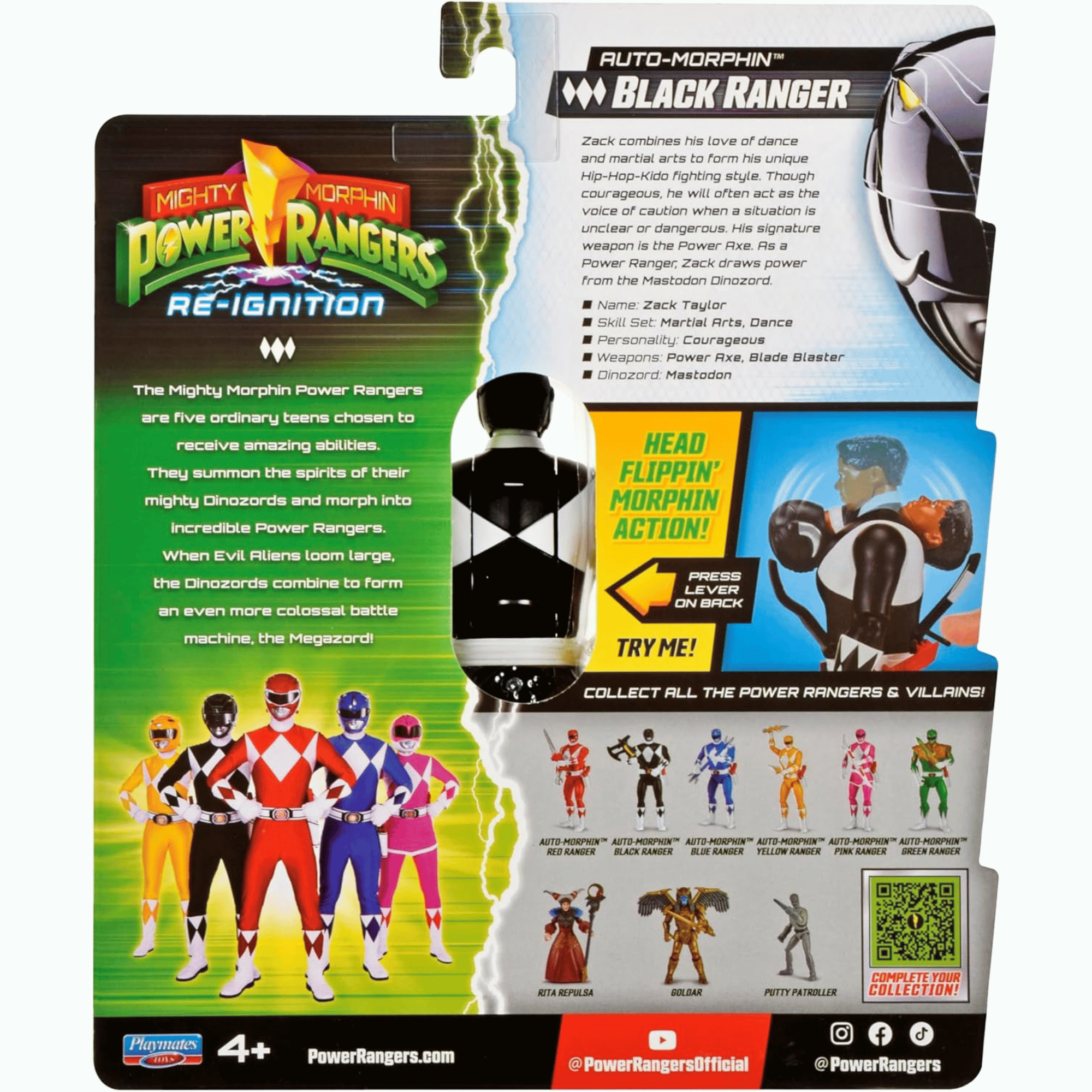 Power Rangers Figura Gira Cabeza Black Ranger-6