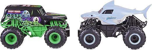 MONSTER JAM SET 2 VEHICULOS GRAVE DIGGER VS MEGALODON CON LUZ  ESCALA 1:43-3