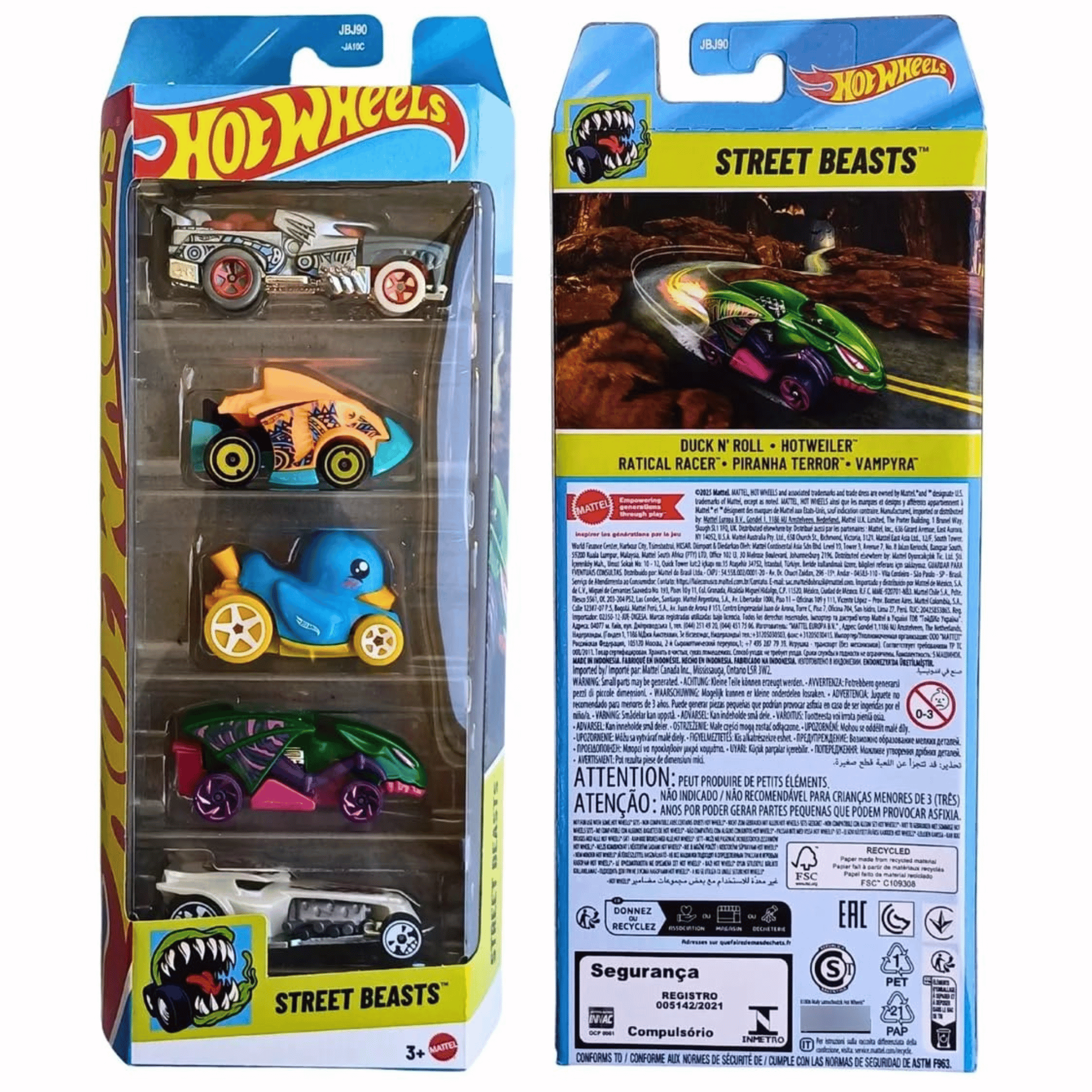 Hot Wheels Pack 5 Autos Basicos Streest Beasts-1