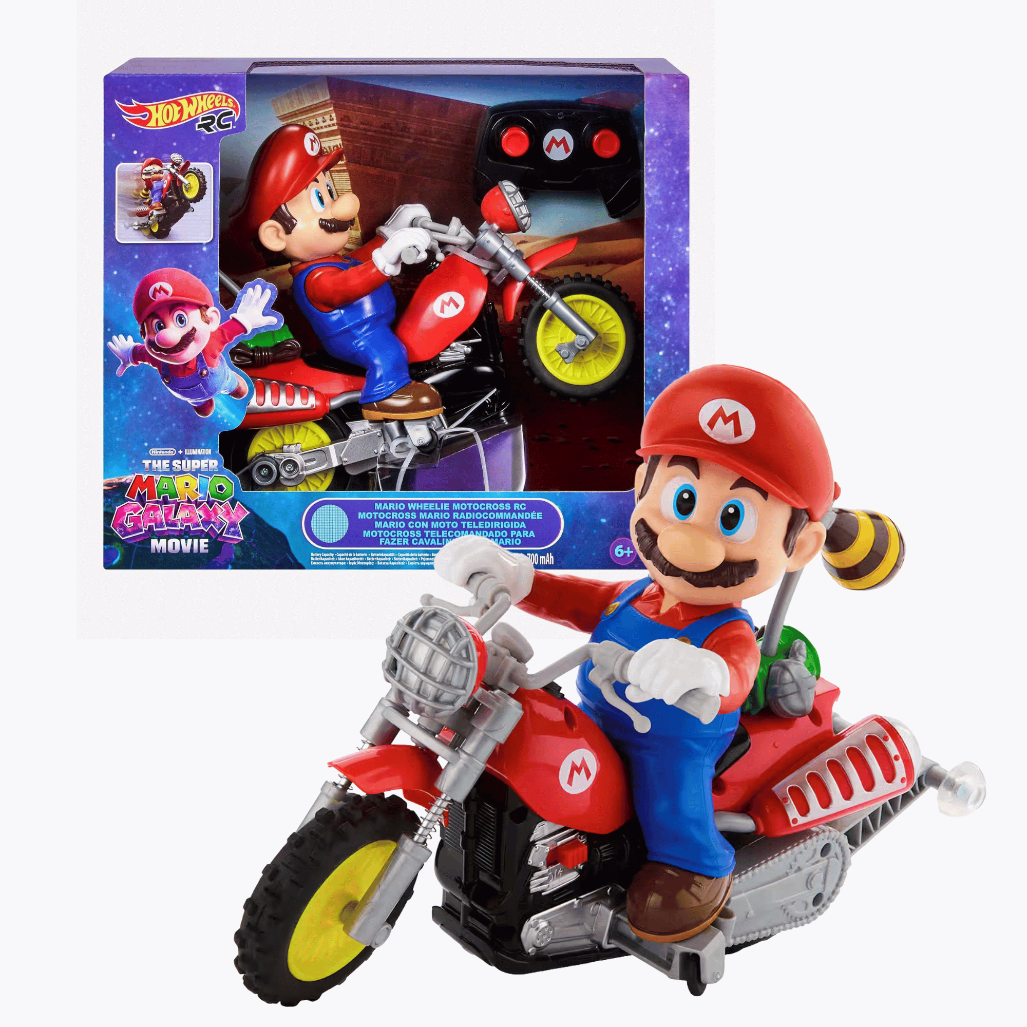 Hot Wheels Super Mario Movie Mario Con Moto Teledirigida-0
