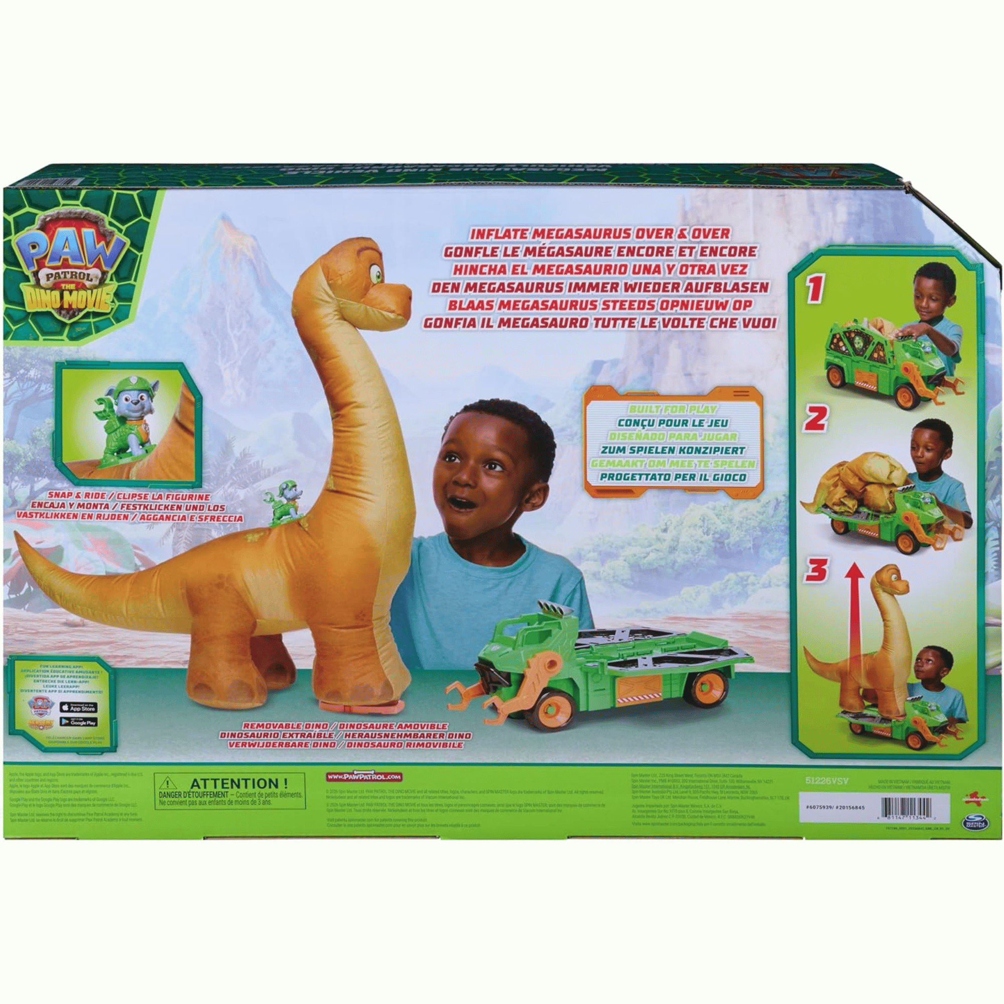 Paw Patrol La Pelicula Vehiculo Megasaurus Dino Con Figura Inflable -5