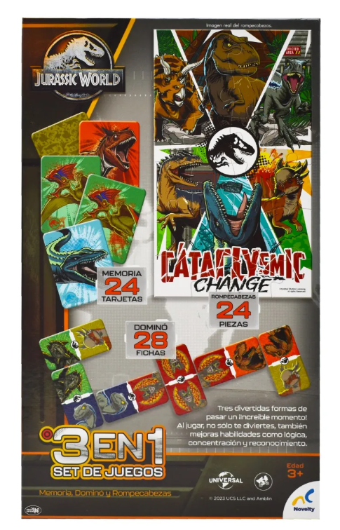 SET DE 3 JUEGOS JURASSIC WORLD JUEGOS DE MESA -4