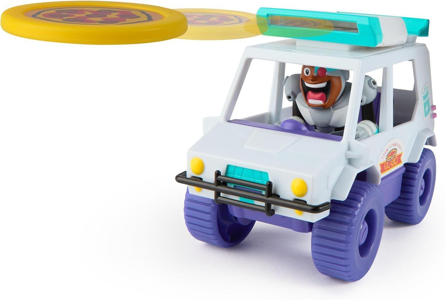 TEEN TITANS GO! CYBORG CON VEHICULO LANZA PIZZA-4