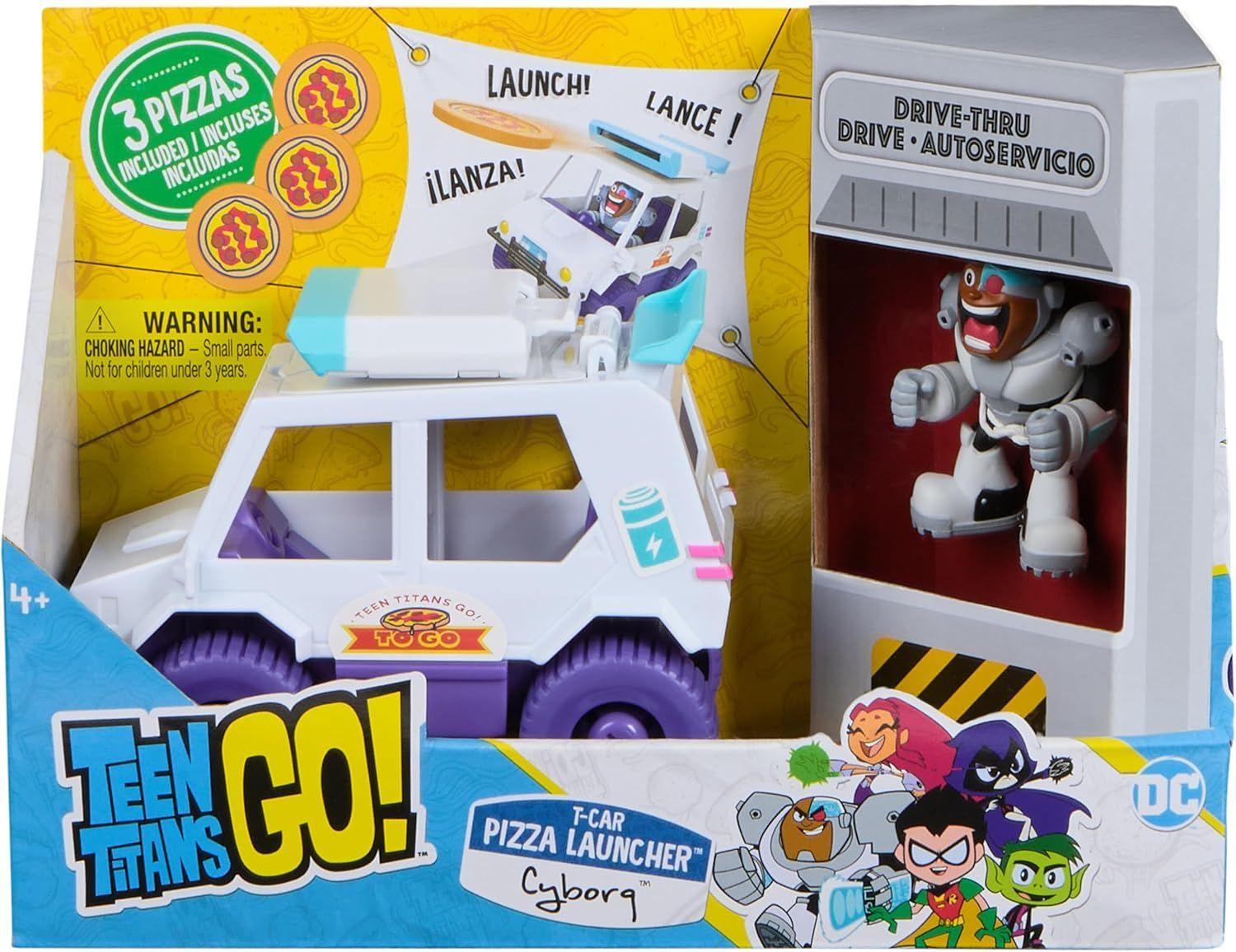 TEEN TITANS GO! CYBORG CON VEHICULO LANZA PIZZA-5