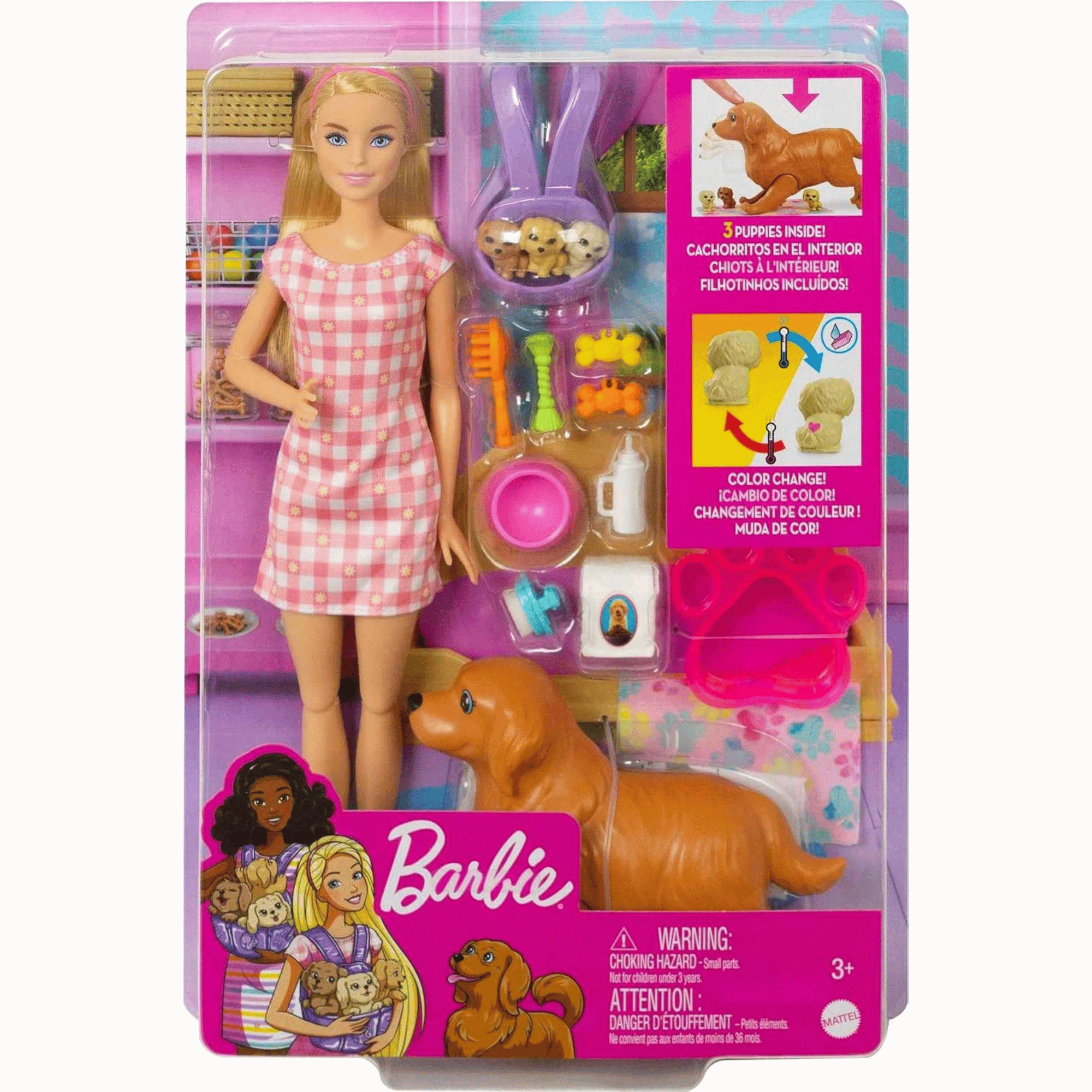 Muñeca Barbie Y Cachorros Recien Nacidos-2