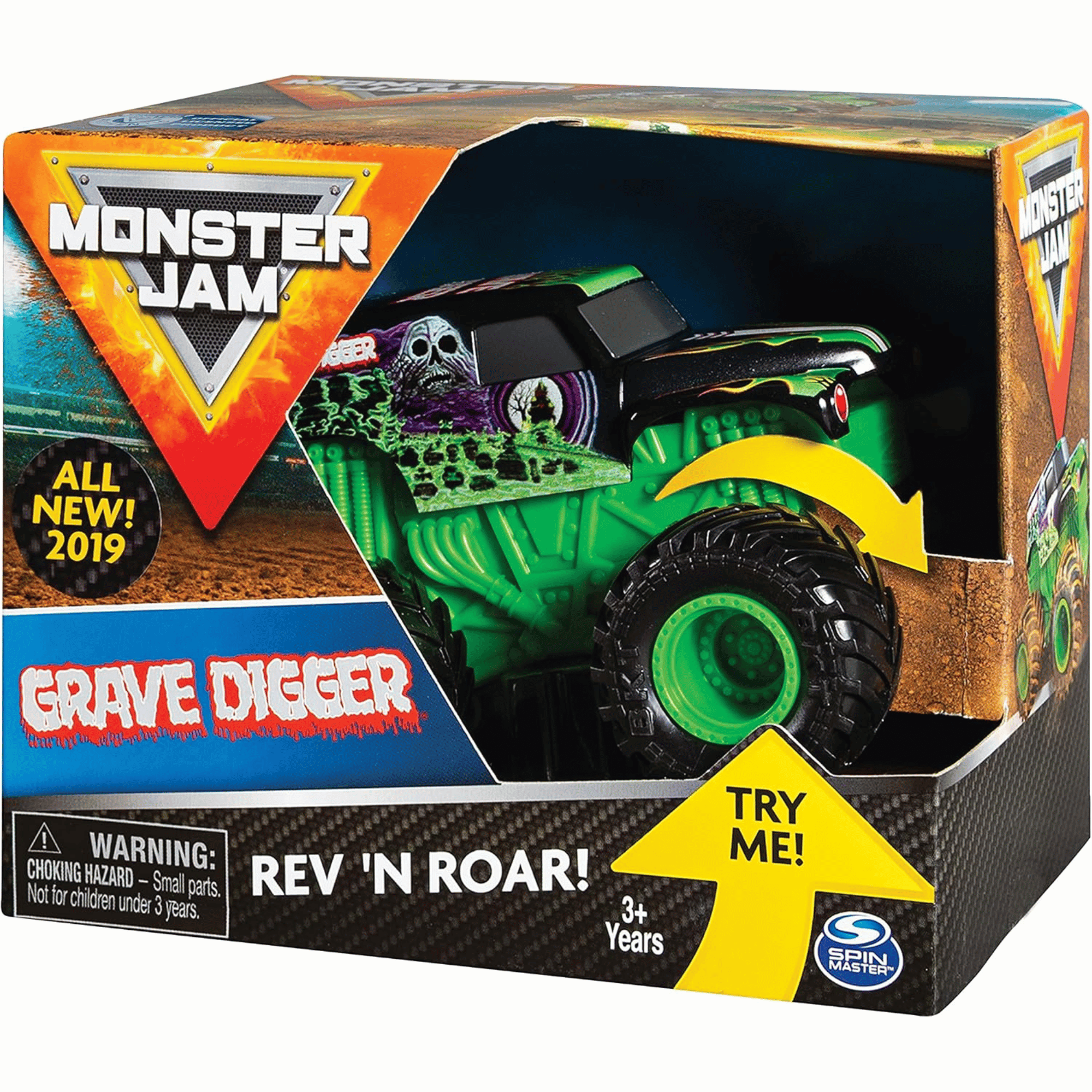 Monster Jam Rev 'N Roar Vehiculo Escala 143 Con Sonido Grave Digger -0