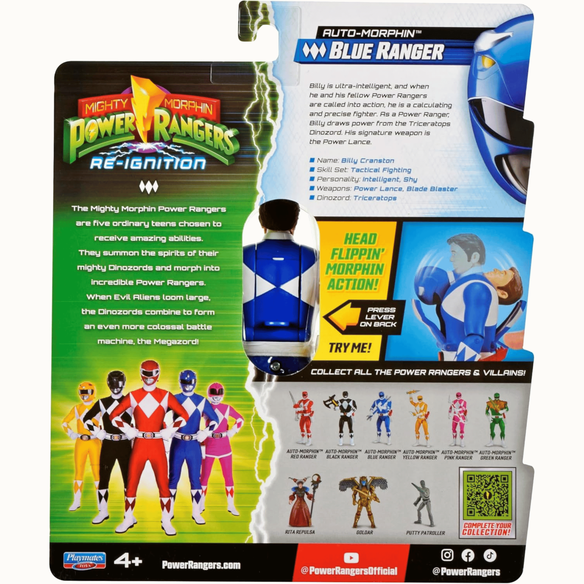 Power Rangers Figura Gira Cabeza Blue Ranger-6