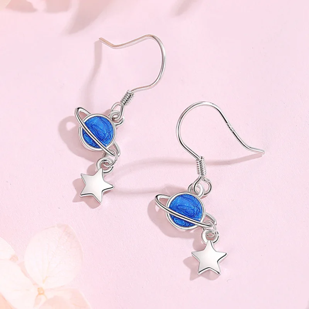 Aros plata 925 planeta espacio joya mujer-2