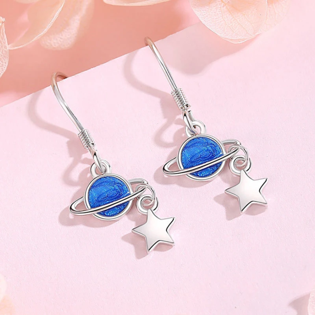 Aros plata 925 planeta espacio joya mujer-3