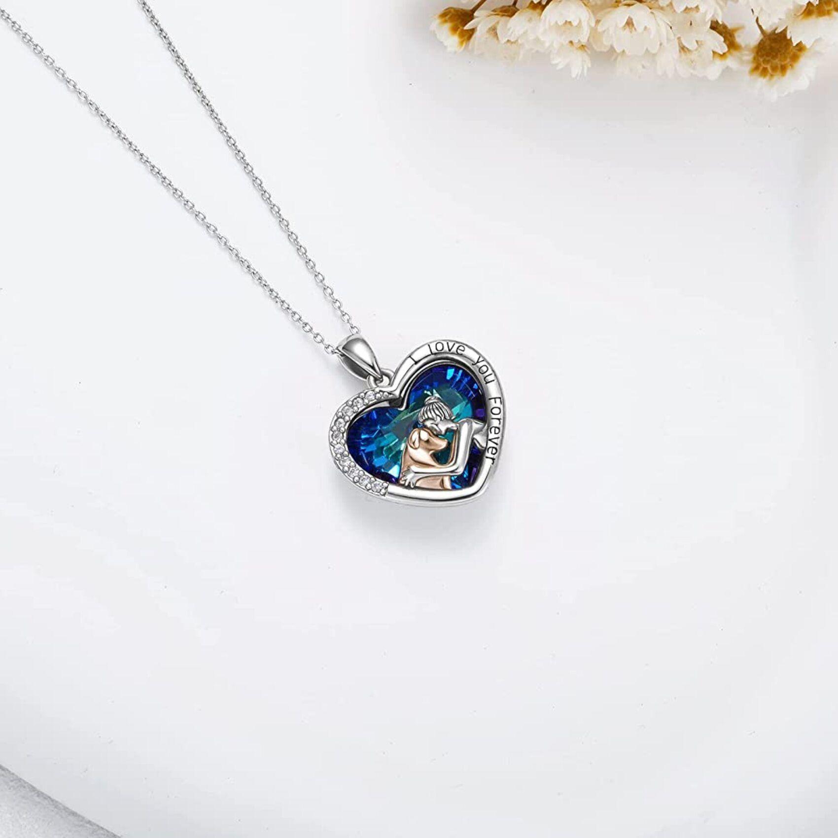 Collar Mujer Perro Cristal Plata 925-1