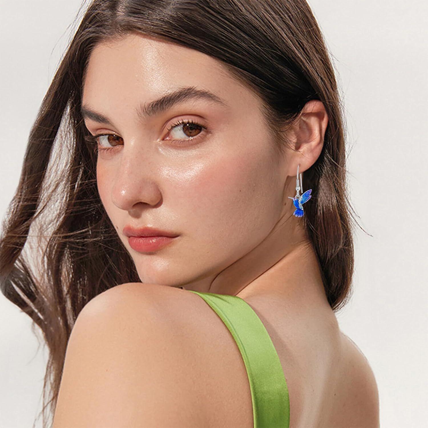 Aros Colibrí Pendientes Multicolor Plata 925-2