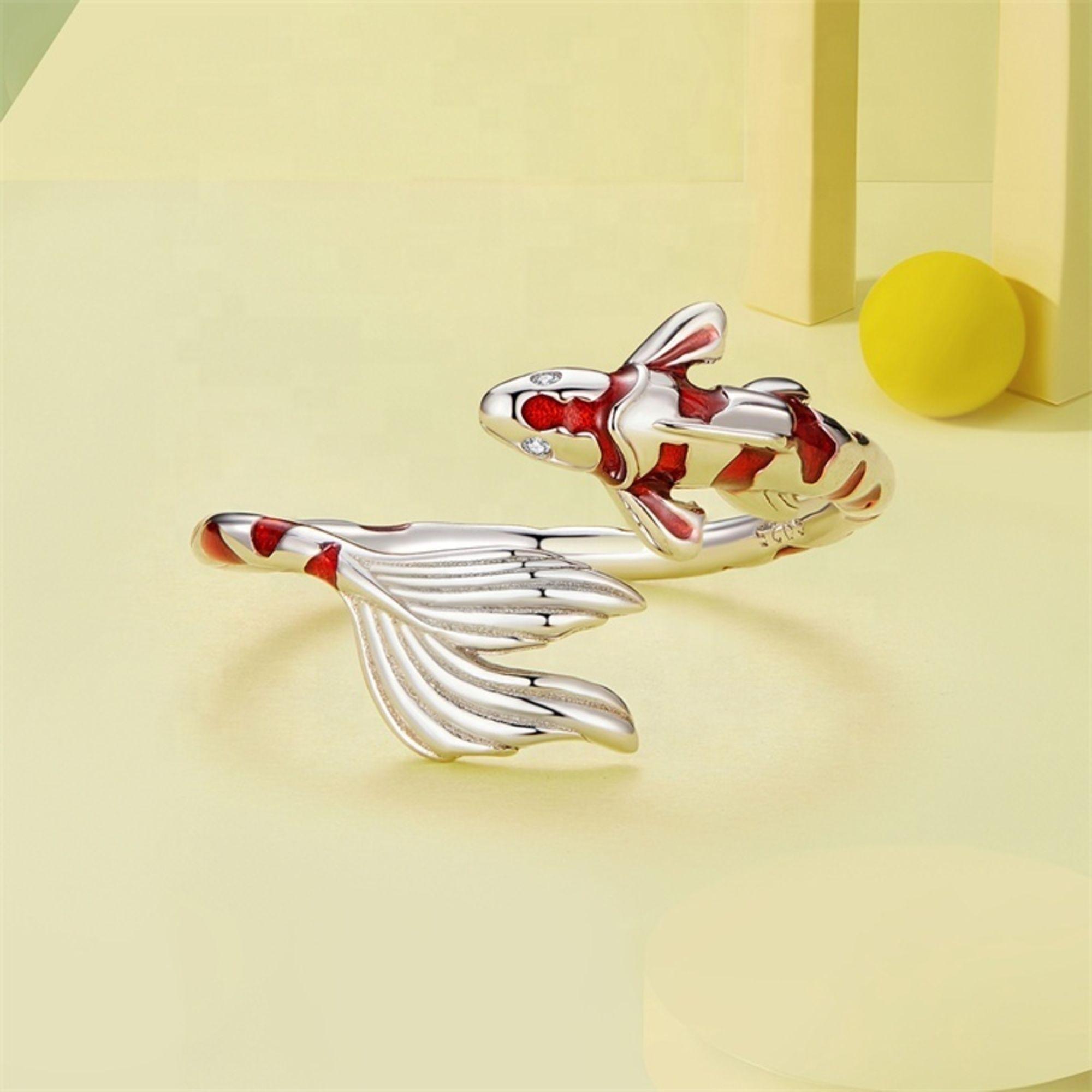 Anillo Ajustable Plata 925 Pez Koi-2