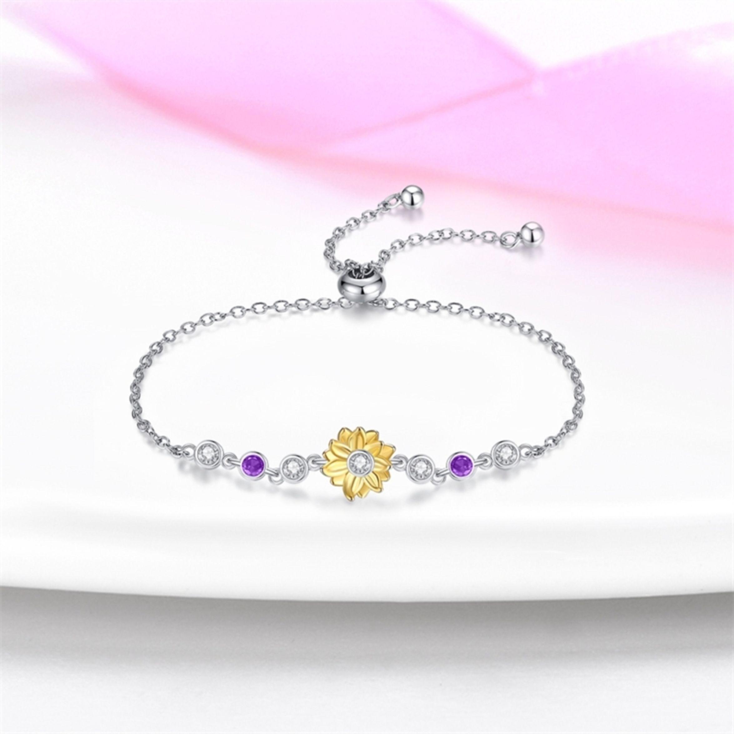 Pulsera Girasol Amatista Plata 925-2