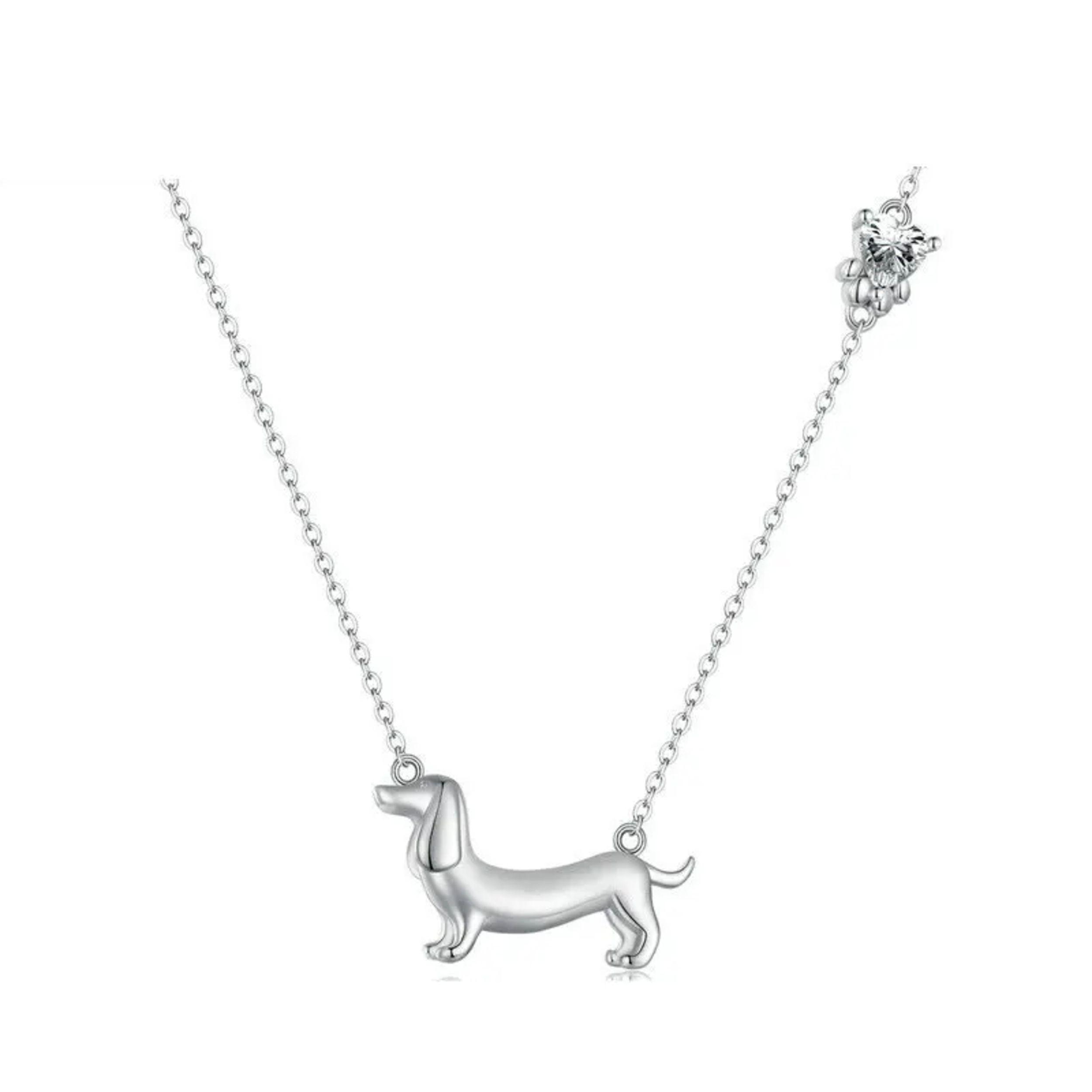 Collar Perro Salchicha Teckel Dachshund plata 925-0