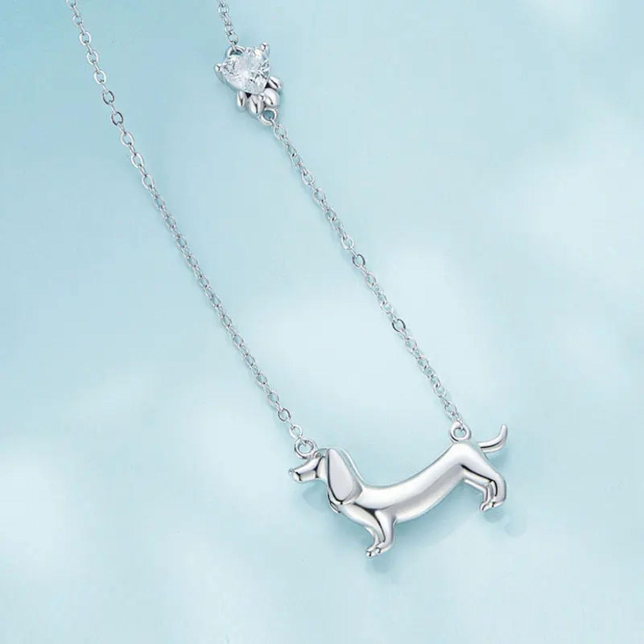 Collar Perro Salchicha Teckel Dachshund plata 925-1