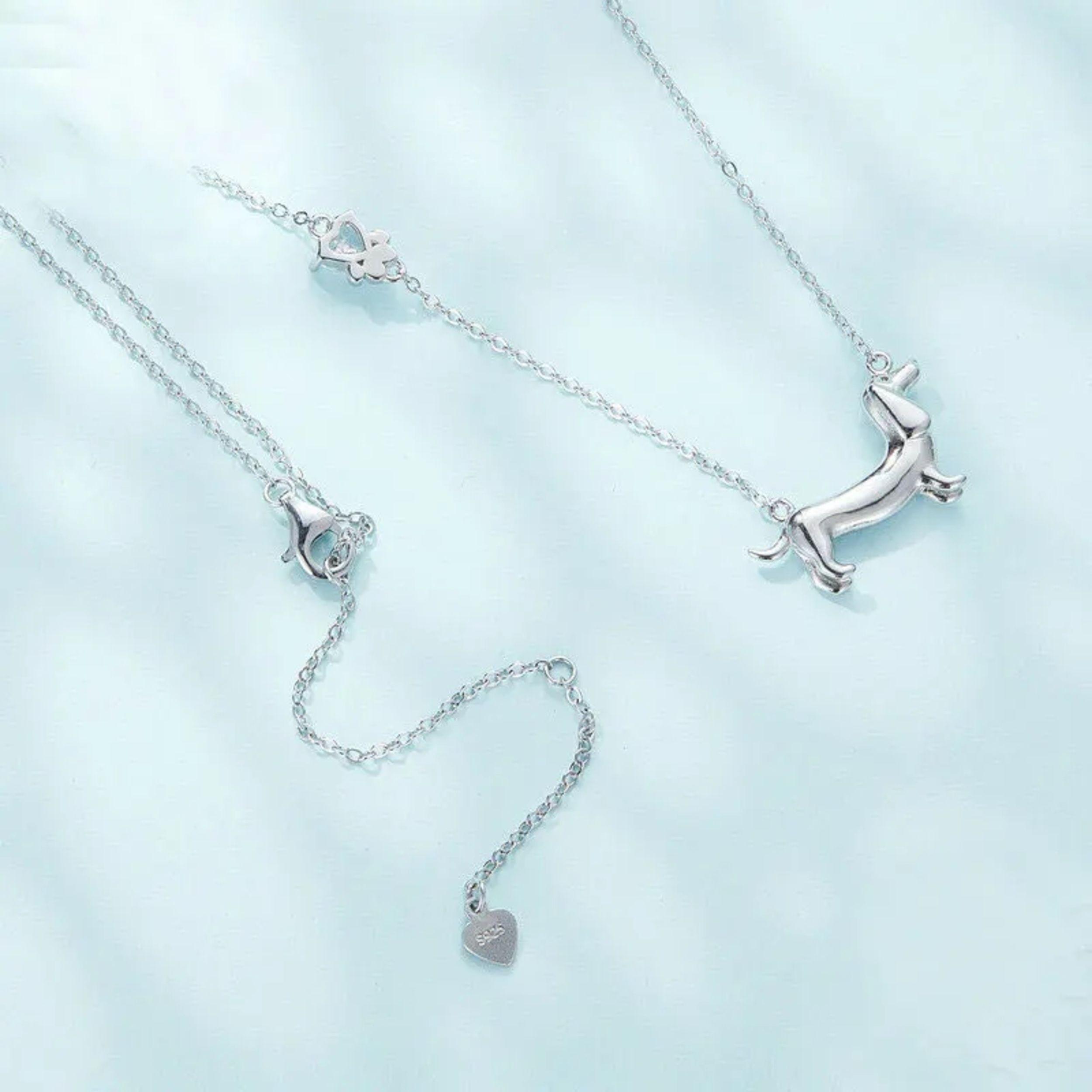 Collar Perro Salchicha Teckel Dachshund plata 925-2