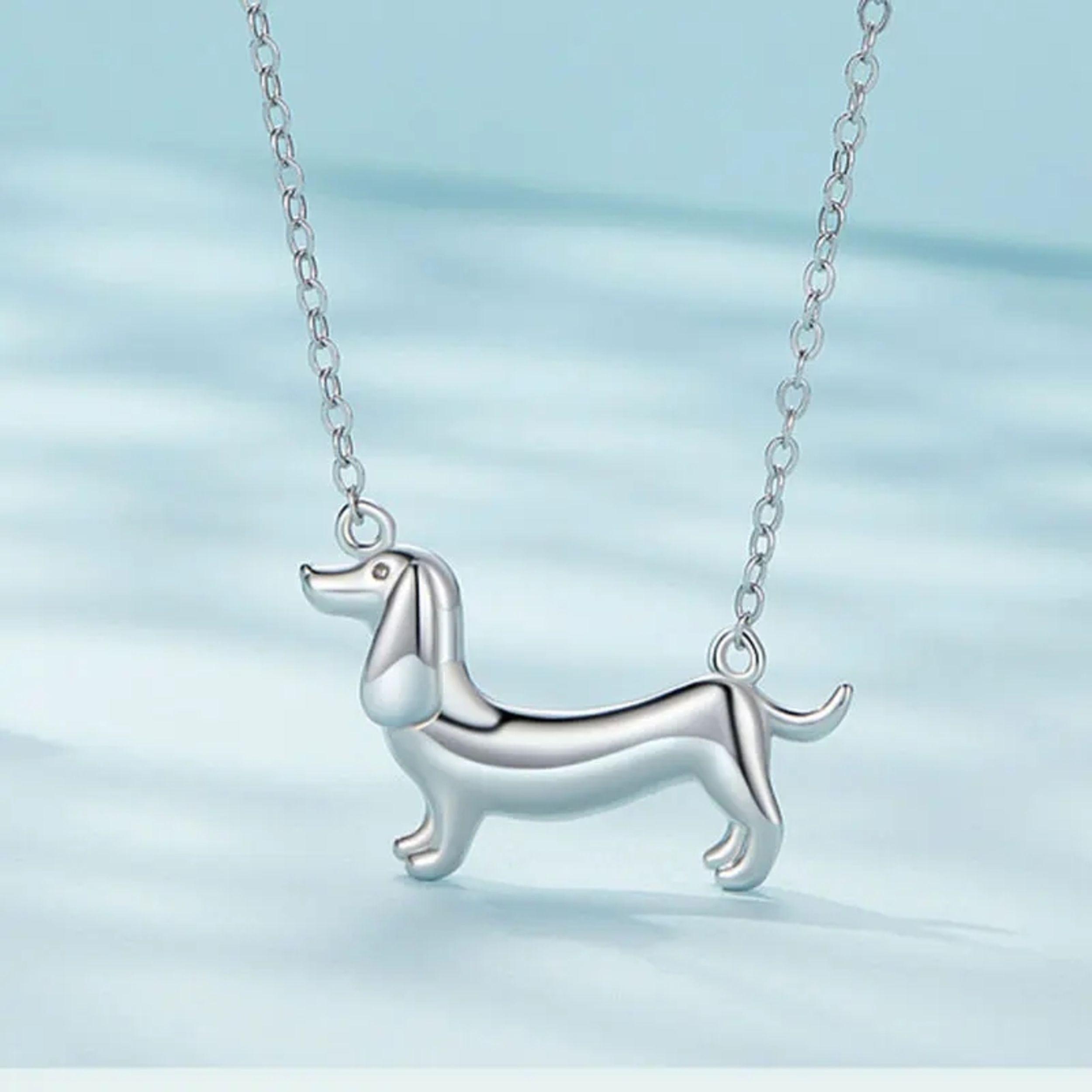 Collar Perro Salchicha Teckel Dachshund plata 925-3