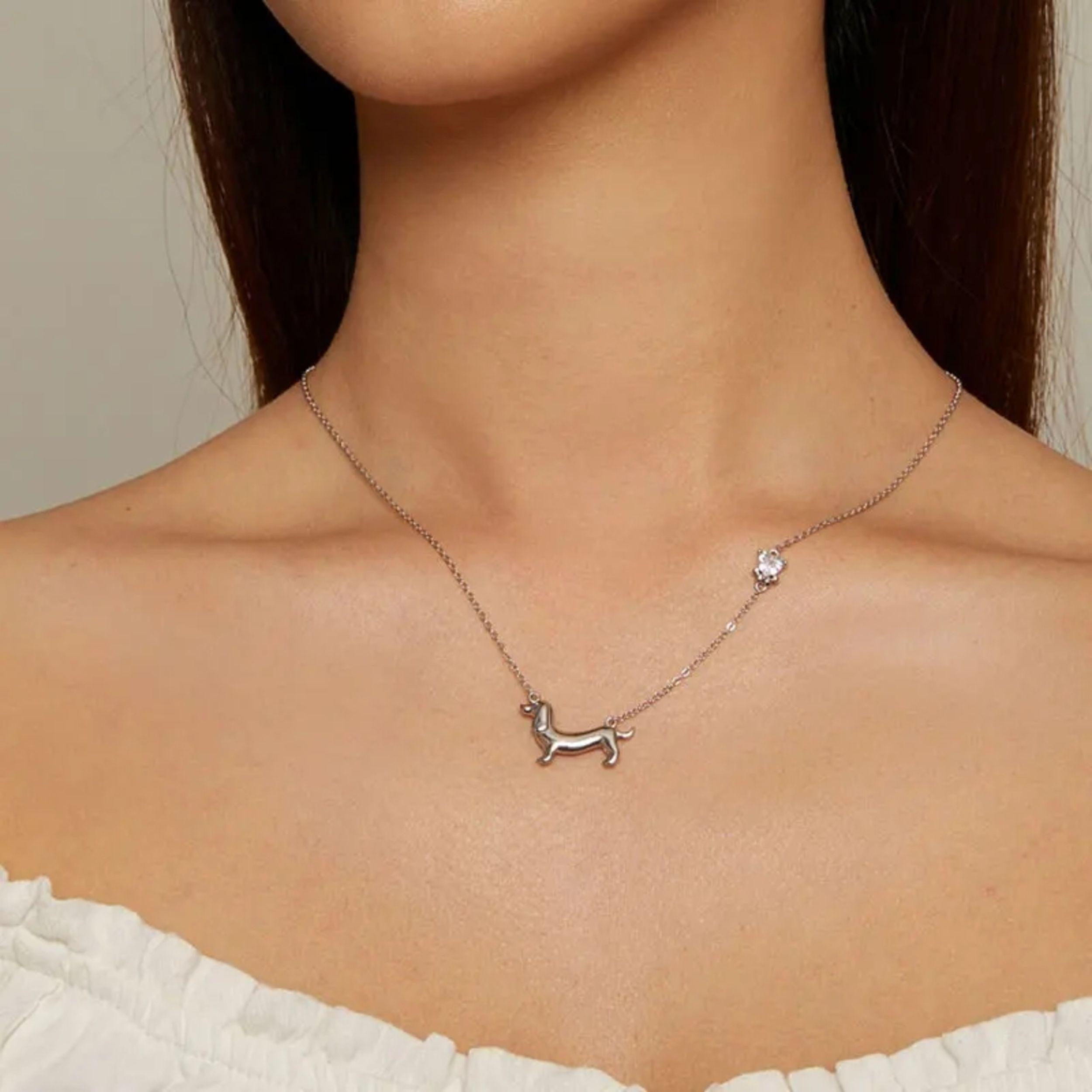 Collar Perro Salchicha Teckel Dachshund plata 925-4