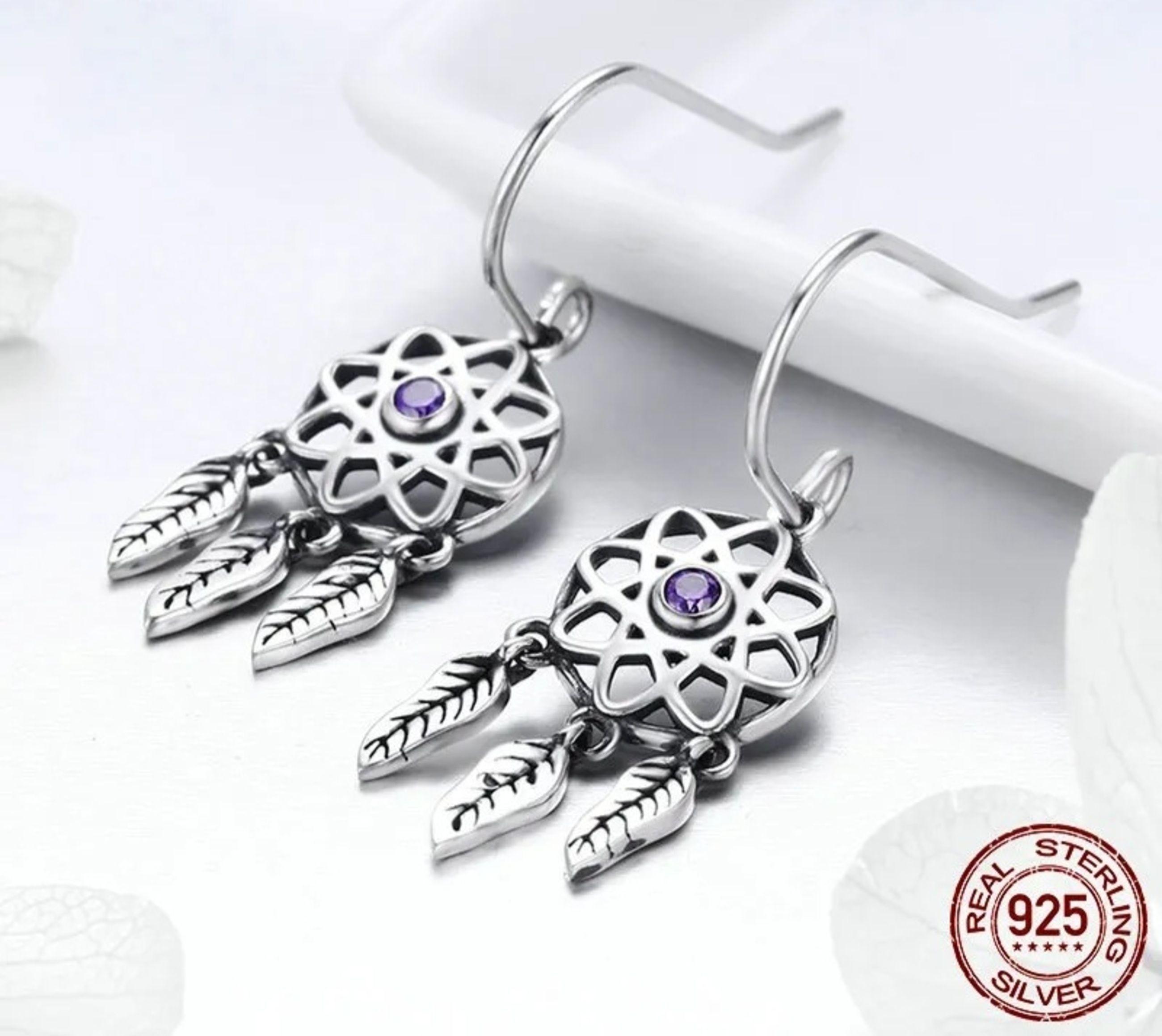 Aros Atrapasueños Amatista Plata 925-2
