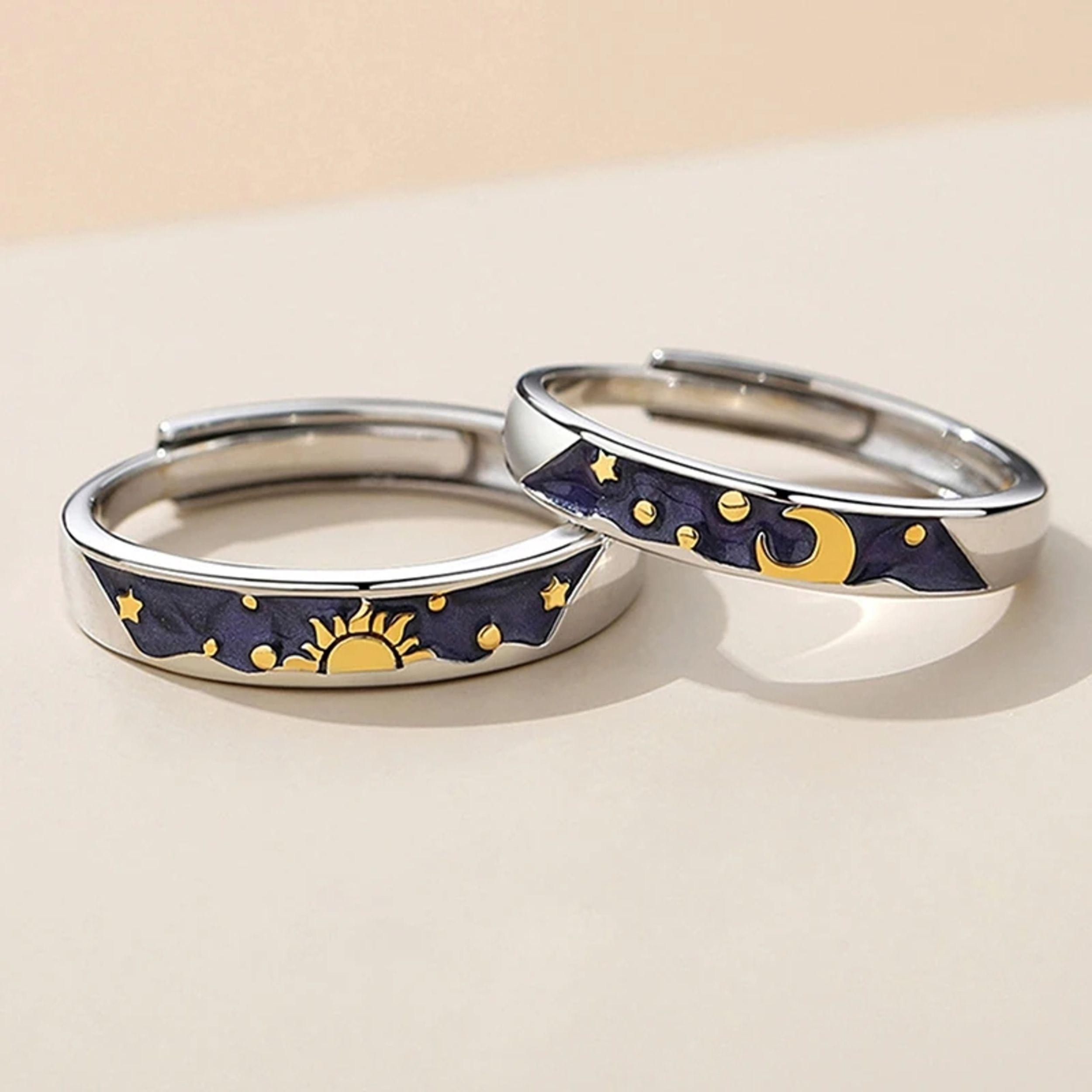 Anillos Pareja Sol Y Luna Van Gogh Ajustables-2